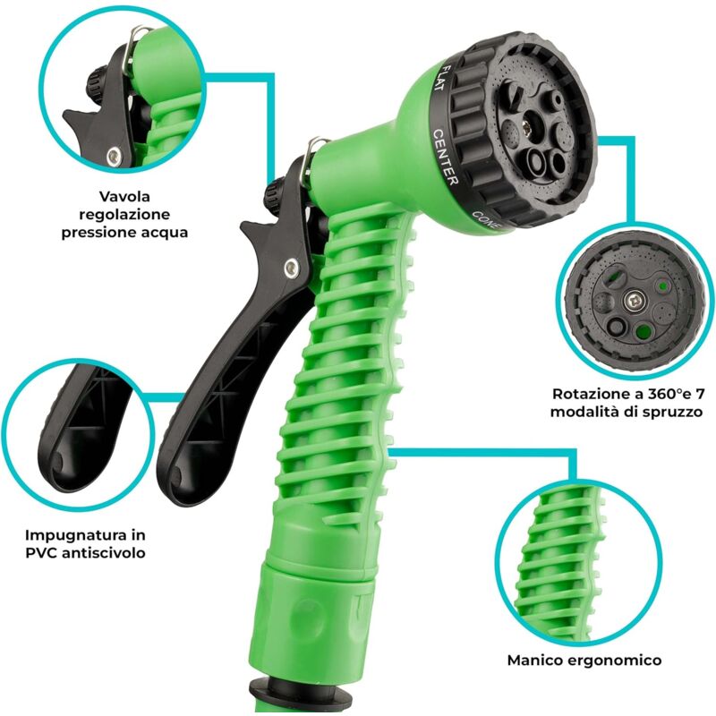 Tambur Furtun Grădină 10/15m, Suport pentru Perete, cu Pistol de Stropire Multifunțional Engros