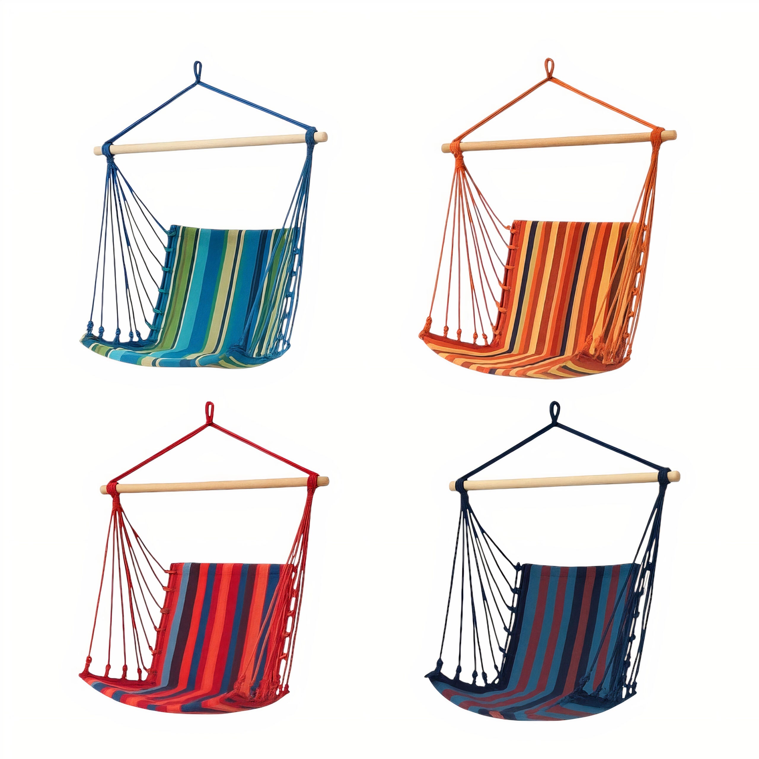 Hamac Scaun din Bumbac 100x50cm, cu Sustinere cu Bare de Lemn Diferite Culori Engros