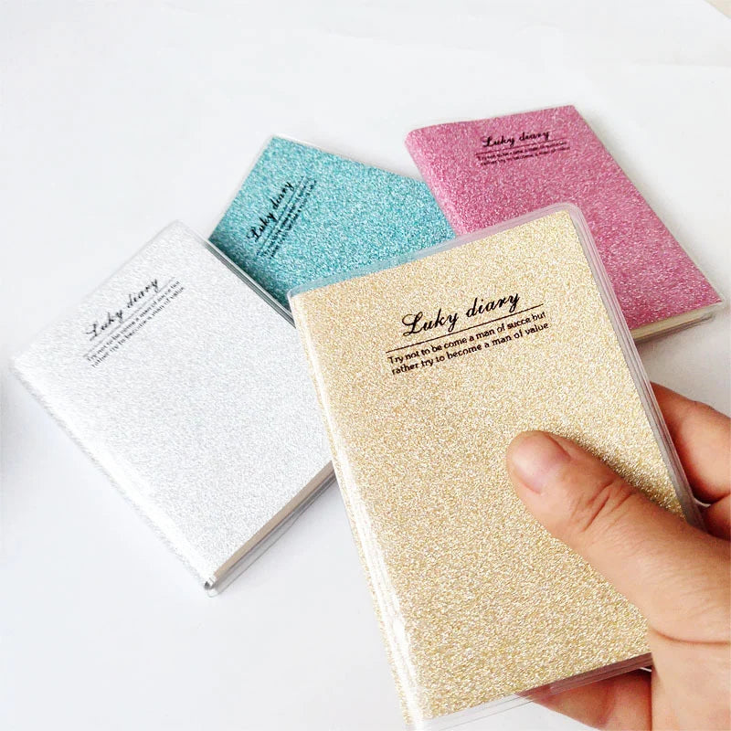 Agendă Glitter 12/set, Copertă Lucioasă, Mini Carnet Dictando 10x8cm, Diferite Modele Engros