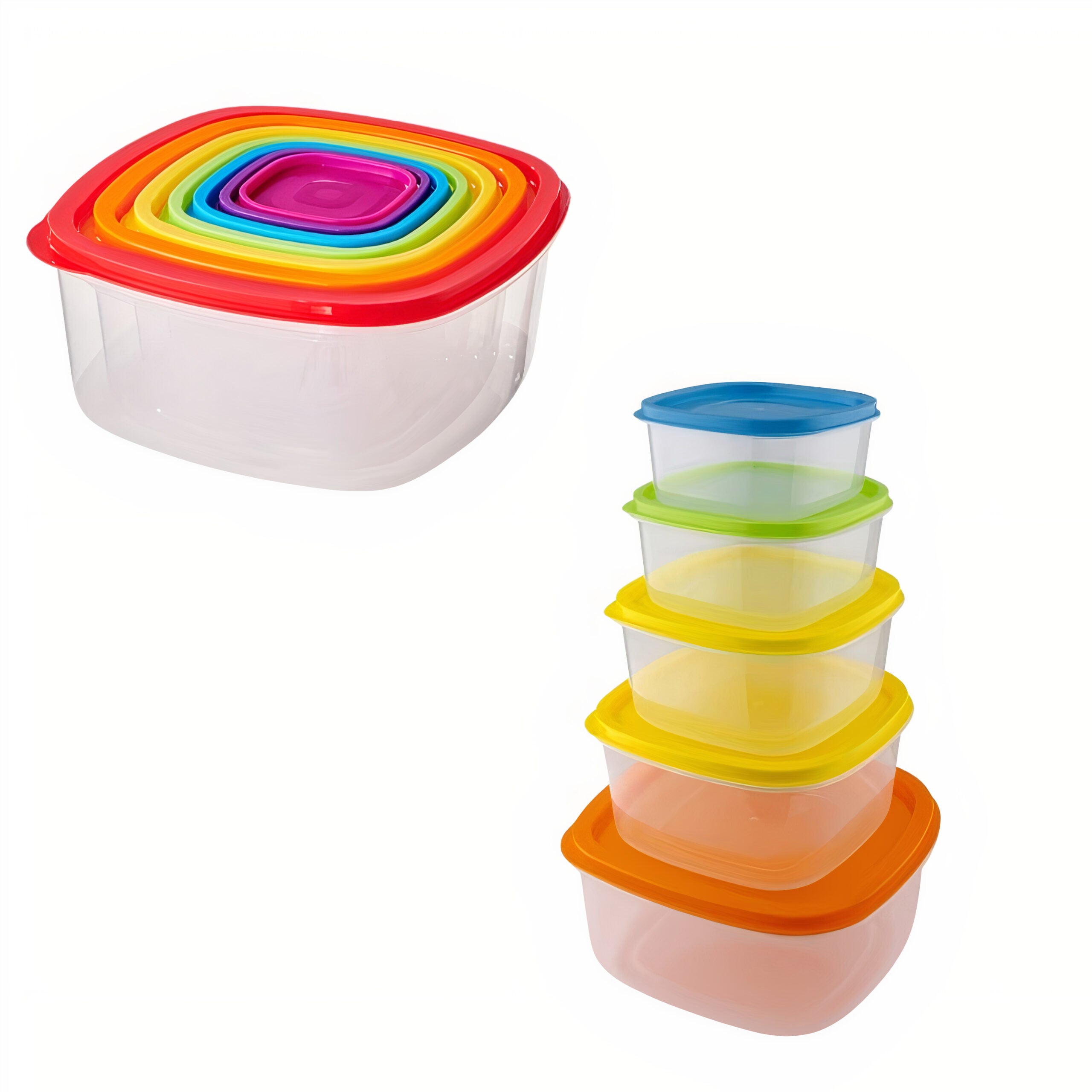 Caserole Alimentare 5/set din Plastic, cu Capace Diferite Dimensini Engros