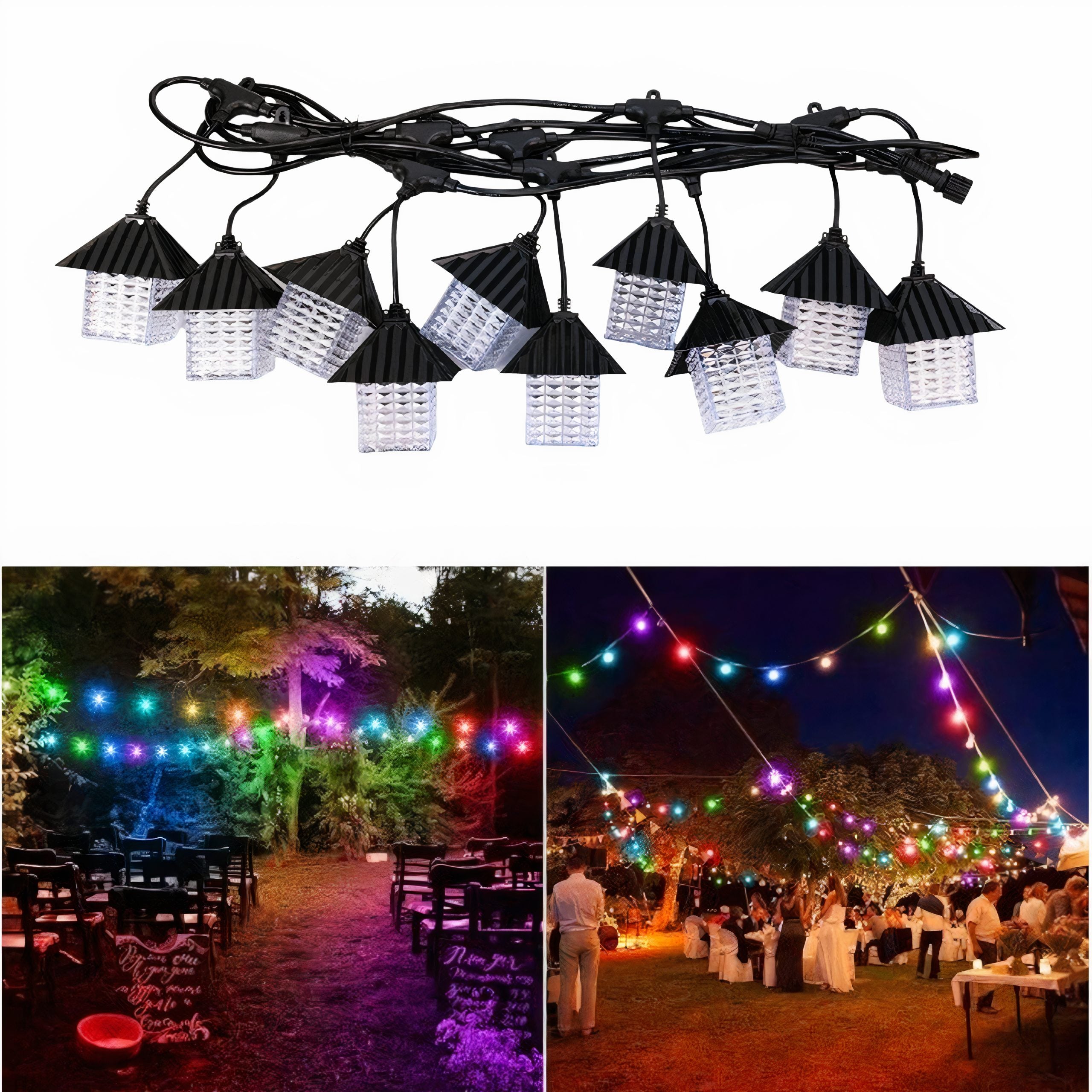 Ghirlanda Luminoasa 5M, 10 Becuri LED Model Casuta, Lumina Multicolora Engros