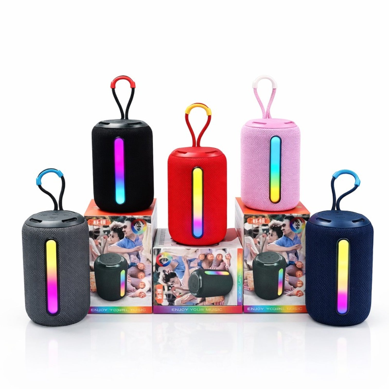 Boxă Bluetooth Portabilă 13cm LED Multicolor RGB, cu Agățătoare, Alimentare USB Diferite Culori Engros