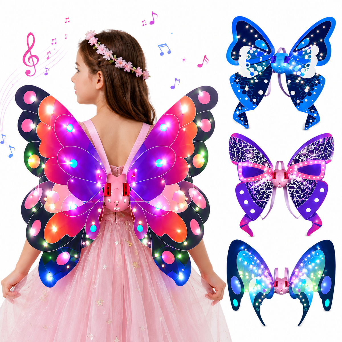 Aripi de Fluture Interactive 77×69.7×46cm , cu Lumini LED Colorate, Muzica si Miscare, pentru Copii Diferite Modele Engros