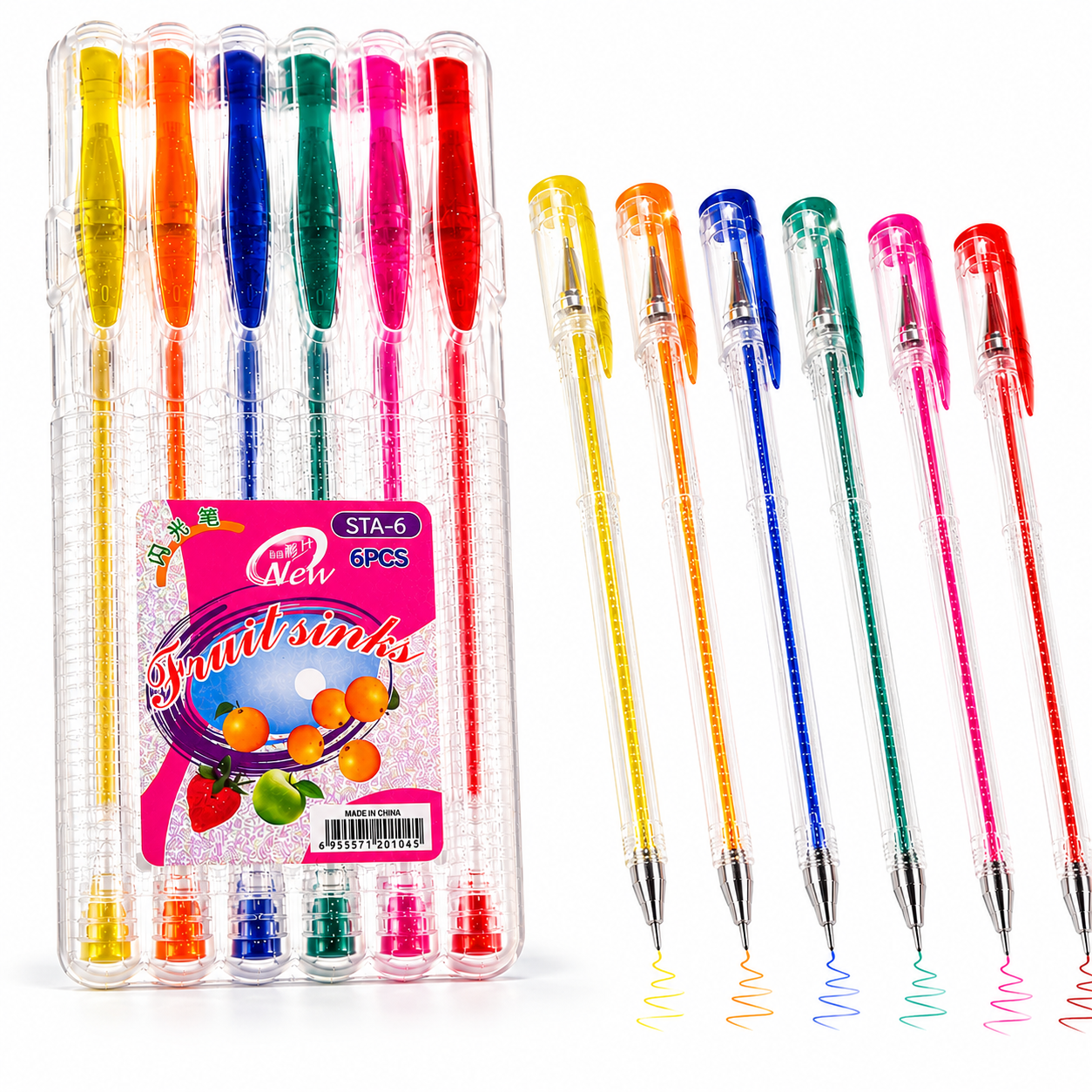 Pix cu Gel Glitter 6/set, Diferite Culori Engros