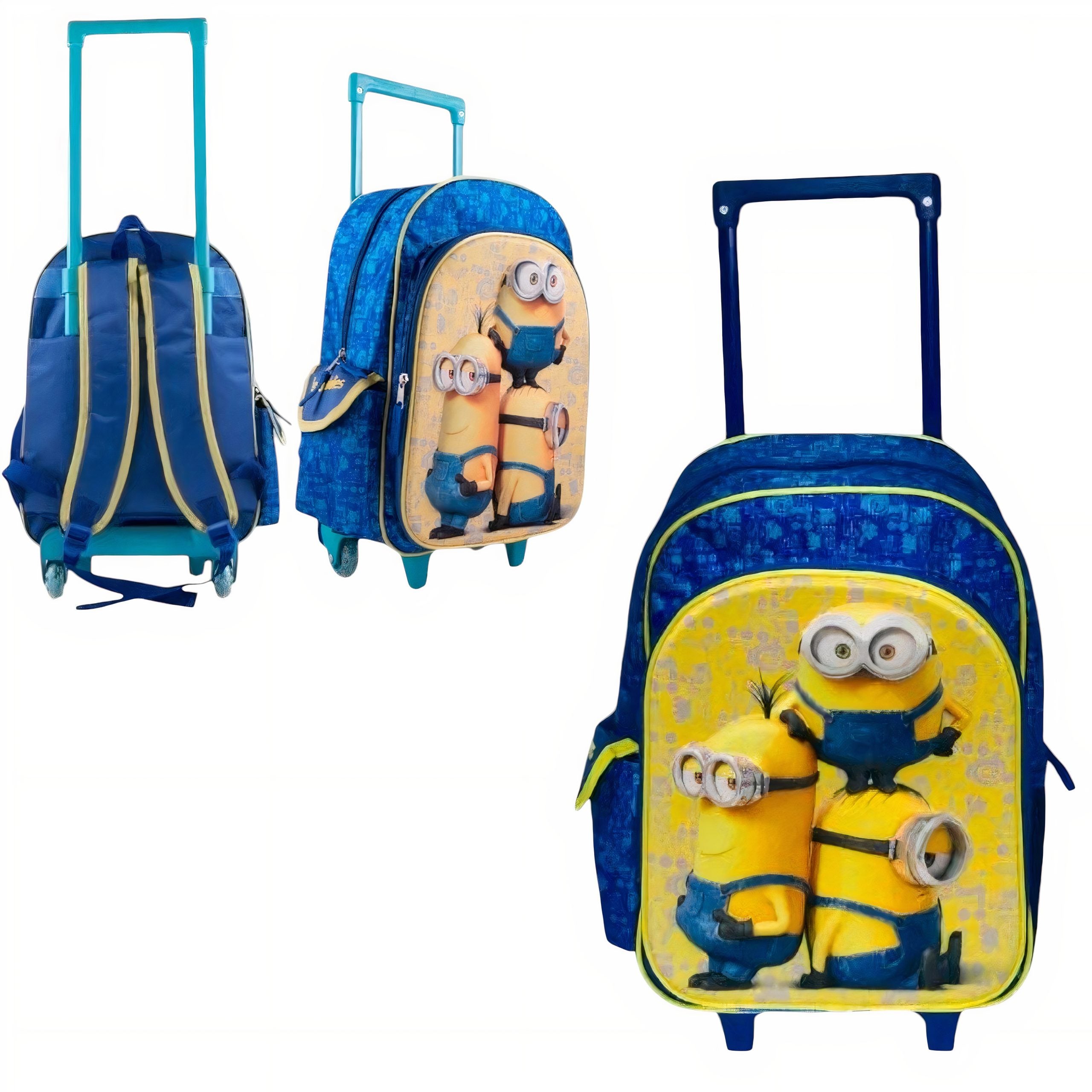 Ghiozdan pentru Copii 43x30x15cm Troler, cu 2 Fermoare 5D Minions Engros