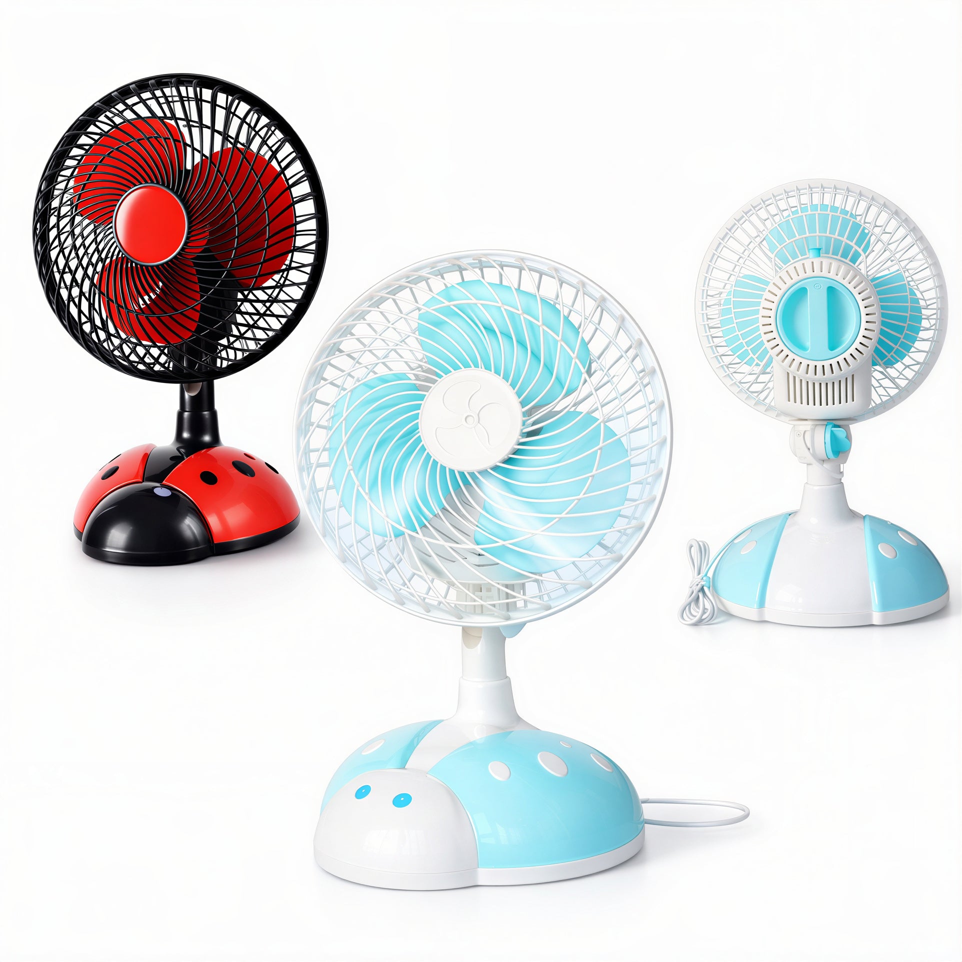 Ventilator Electric 25x20x15cm, Model Buburuză, Oscilant, din Plastic, Dferite Culori Engros