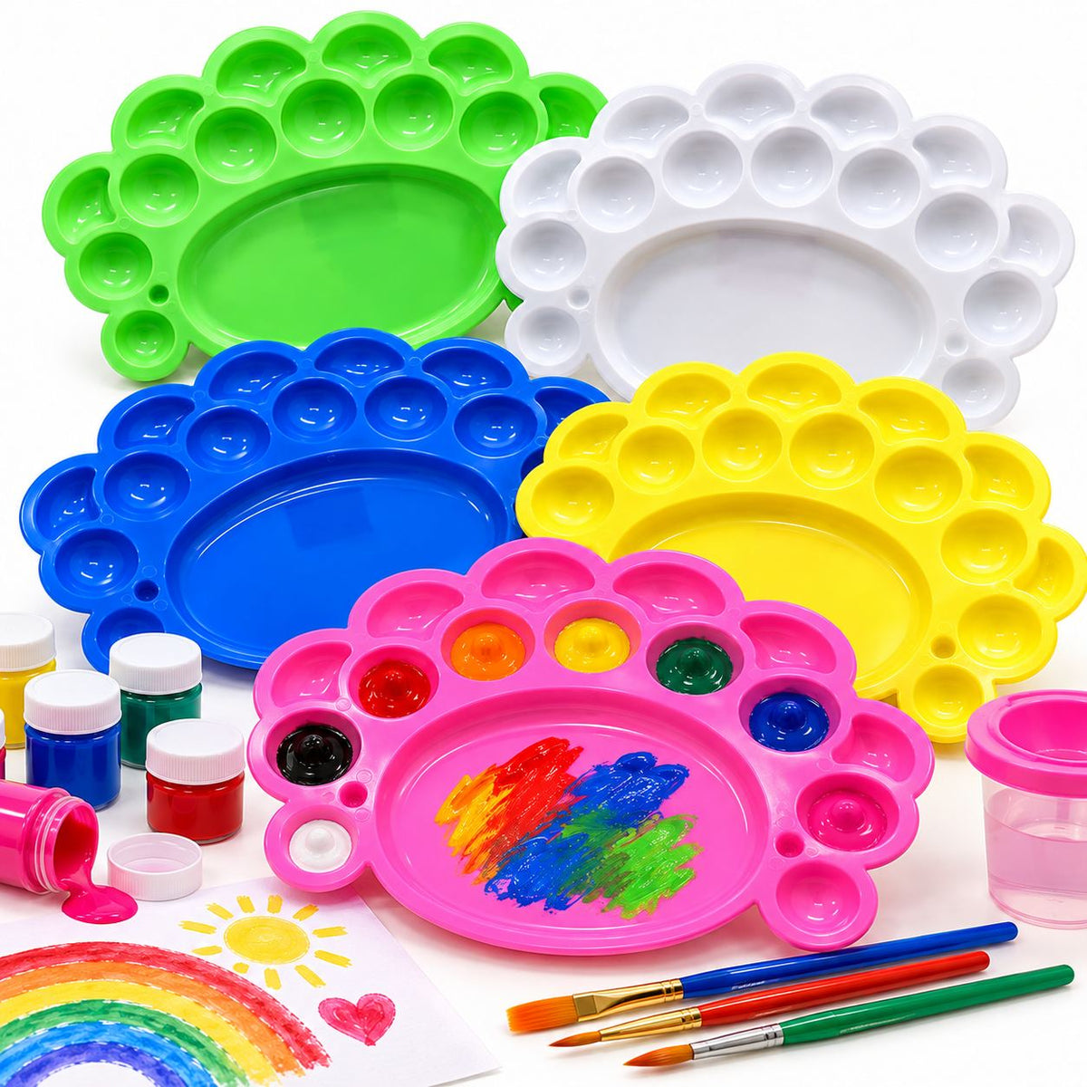 Paleta pentru Pictura din Plastic 16x10cm Diferite Culori 12/set Engros