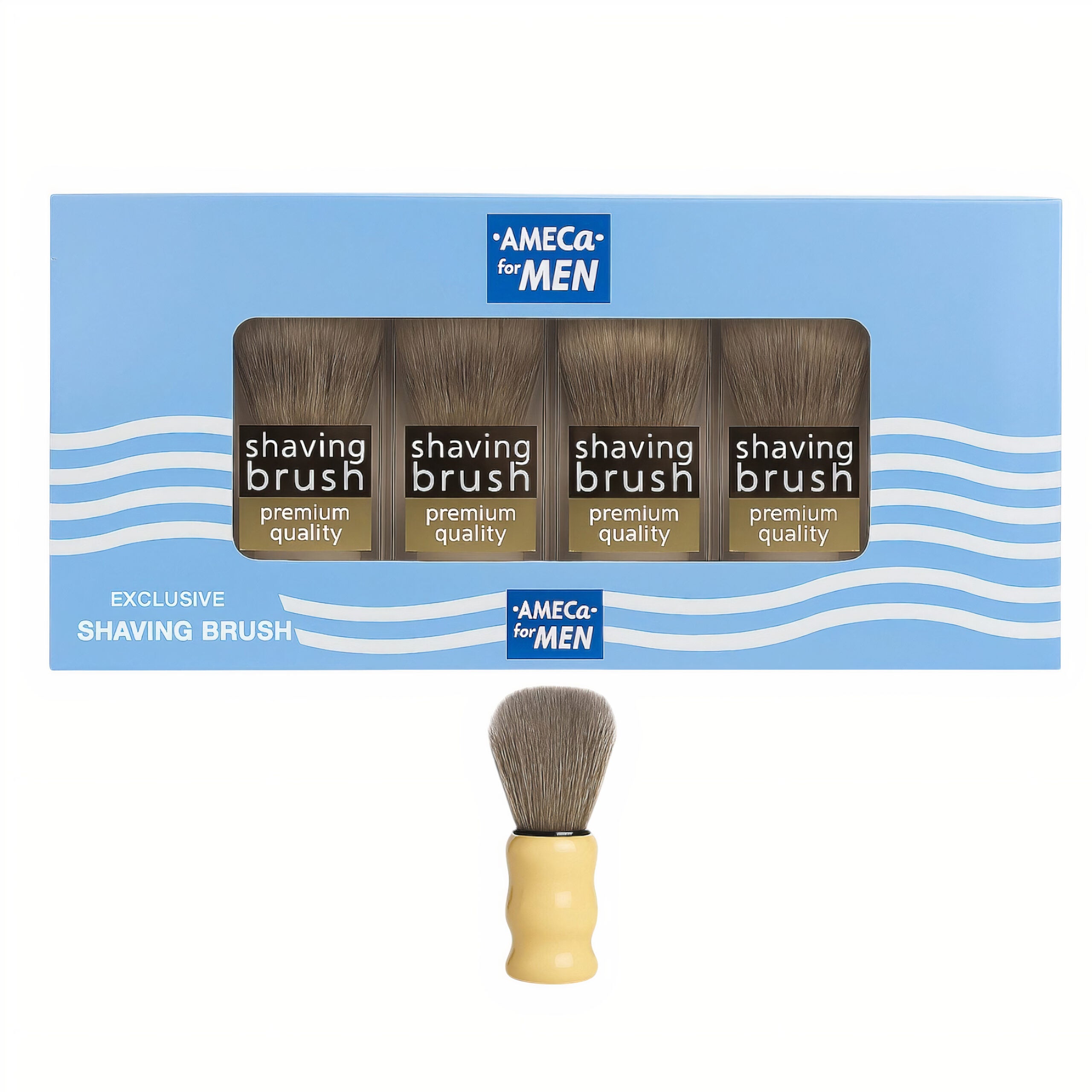 Pamatuf pentru Barbierit 10cm, cu Maner din Lemn Engros