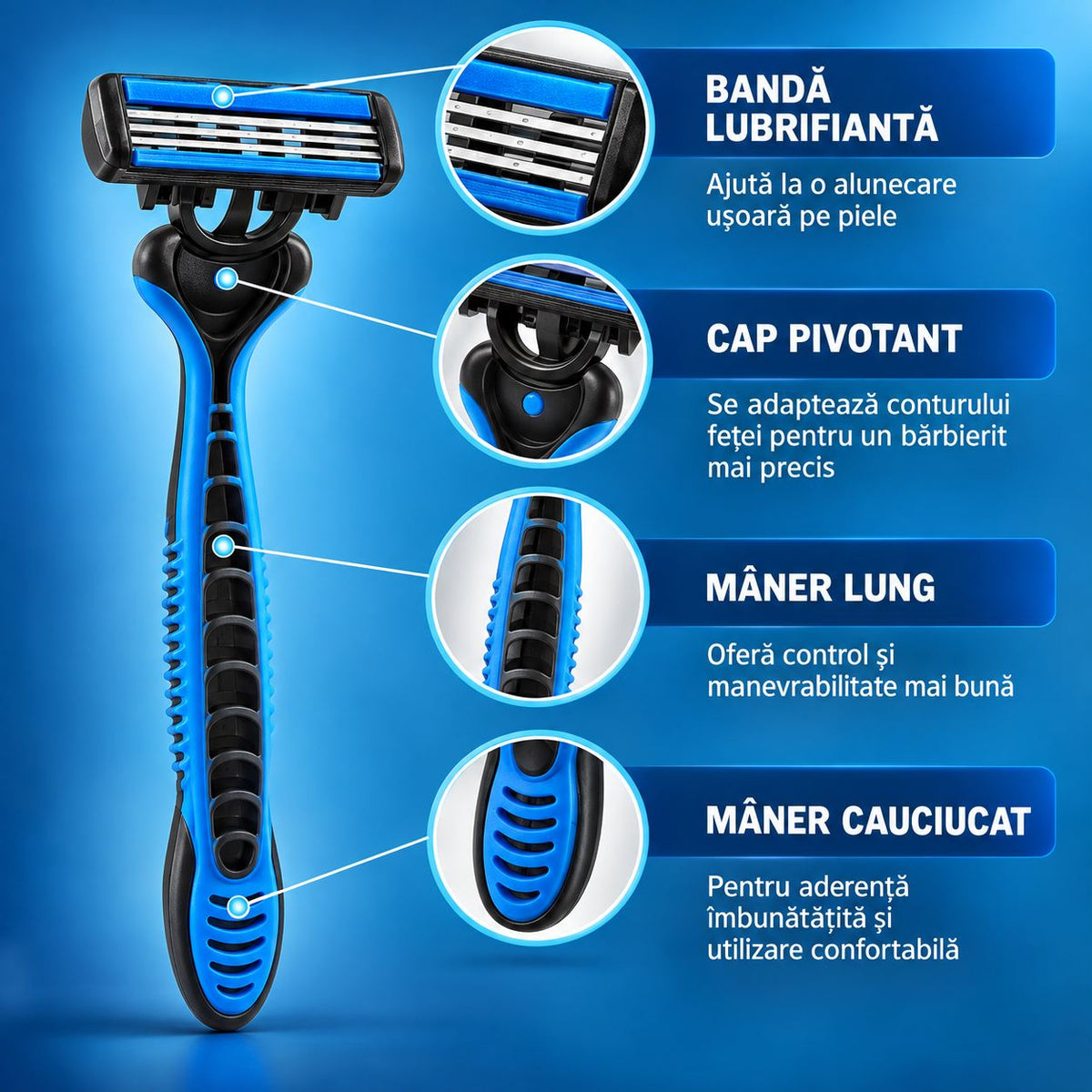 Aparate de Ras 3 Buc/Set, 3 Lame, Banda Lubrifianta cu Aloe Vera, pentru Femei si Barbati Engros