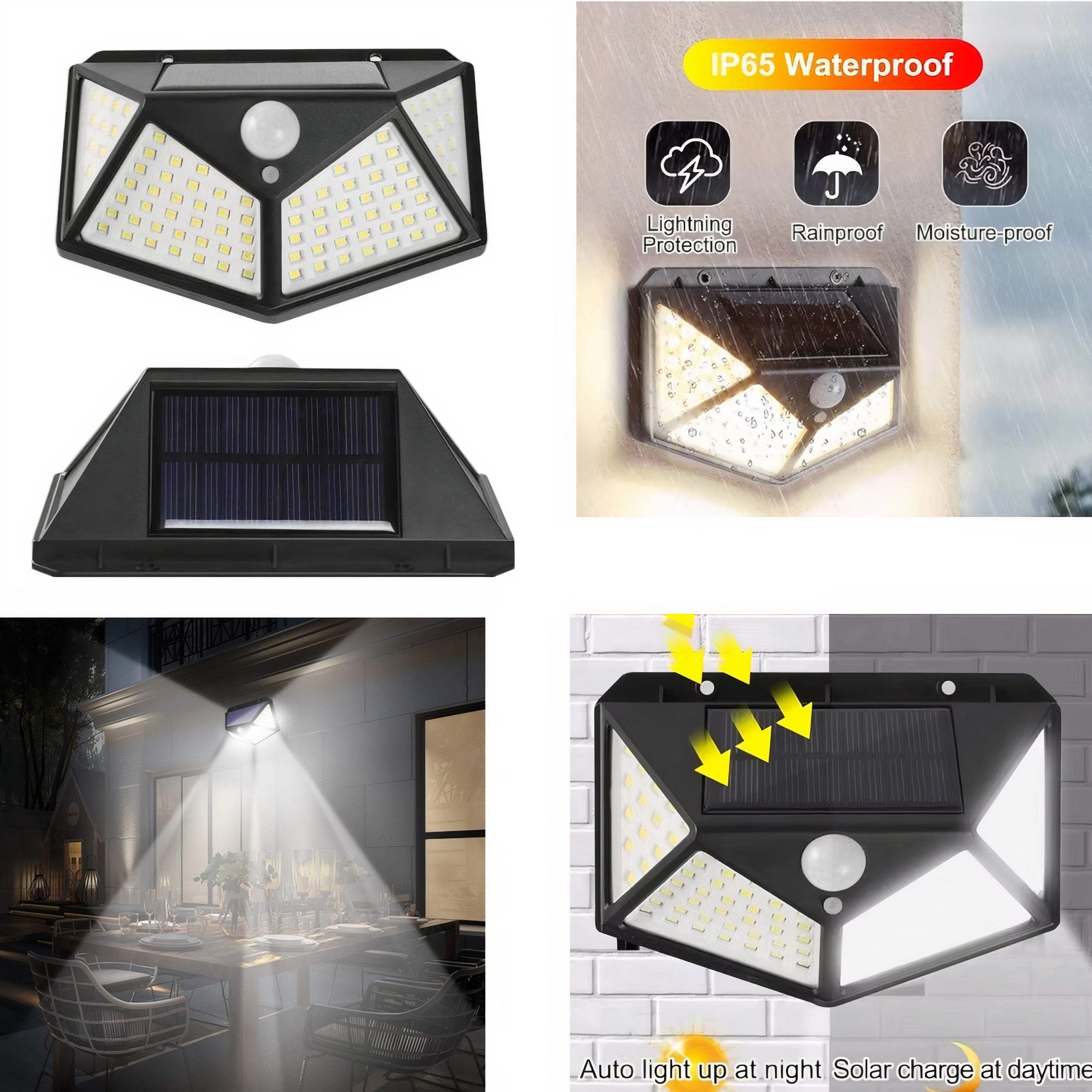 Lampa Solara Led cu Senzor de Miscare 10x13cm de Perete, Forma Unghiulara BK 100 Engros