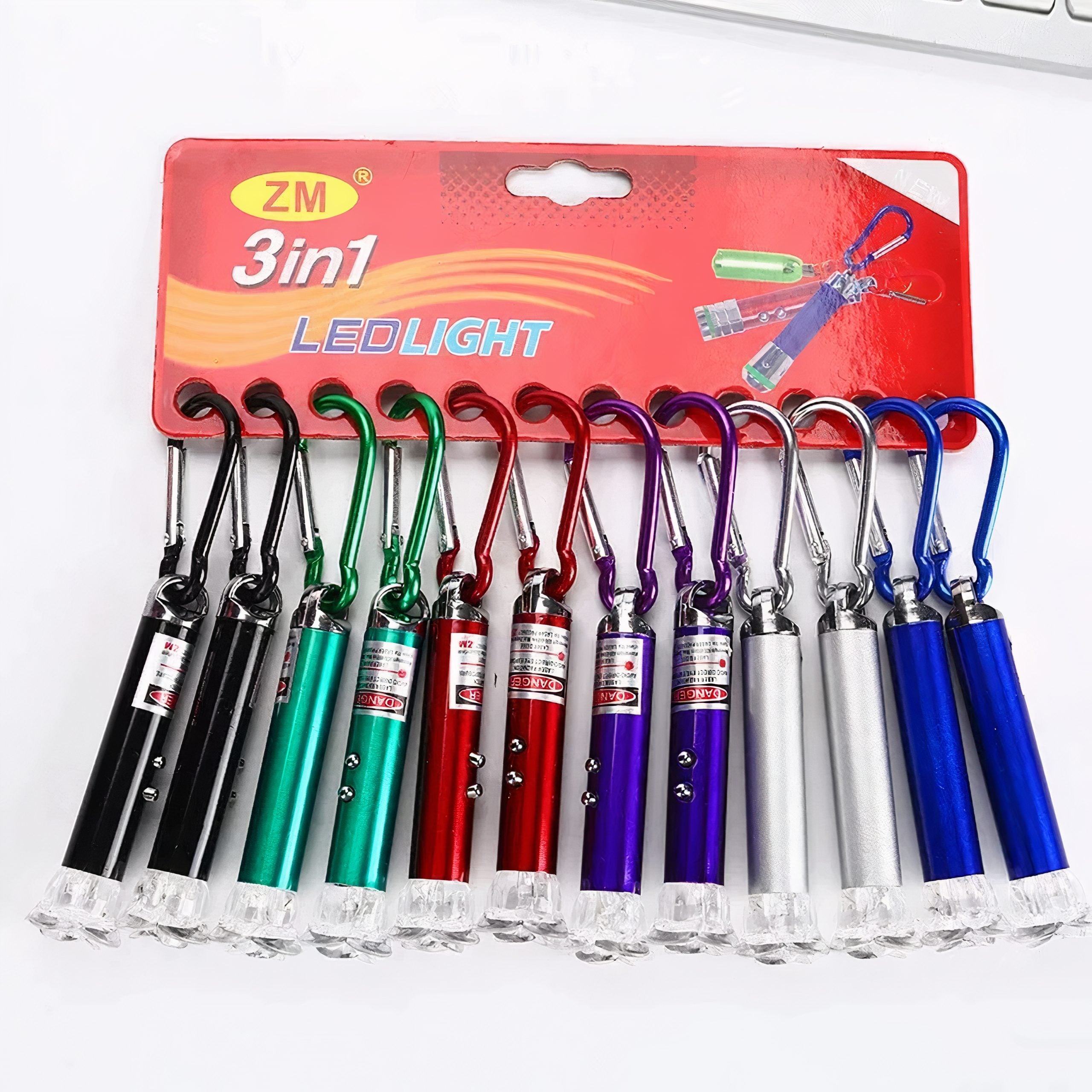 Laser Led Rosu si Lanterna 3in1, 7cm, 12/set, Engros