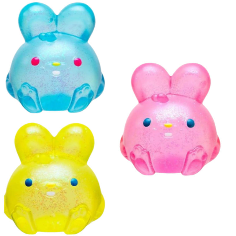 Jucărie Squishy Iepuras cu Glitter 8cm Anti-Stres, Slow Rising, Diferite Culori Engros