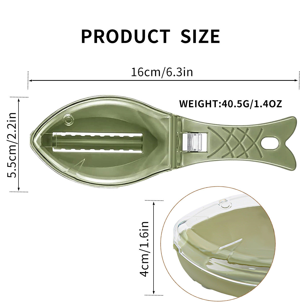 Curățător Solzi Pește 16cm cu Capac Colector, Mâner Antiderapant, din Plastic Engros