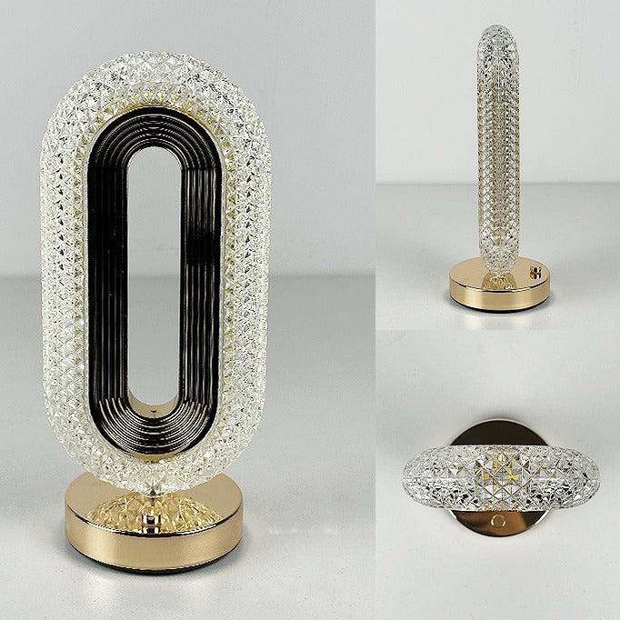 Lampă LED Decorativă 26x12x10cm Ovală cu Suport si Touch Control, Model Cristal cu 3 Moduri de Lumina Engros