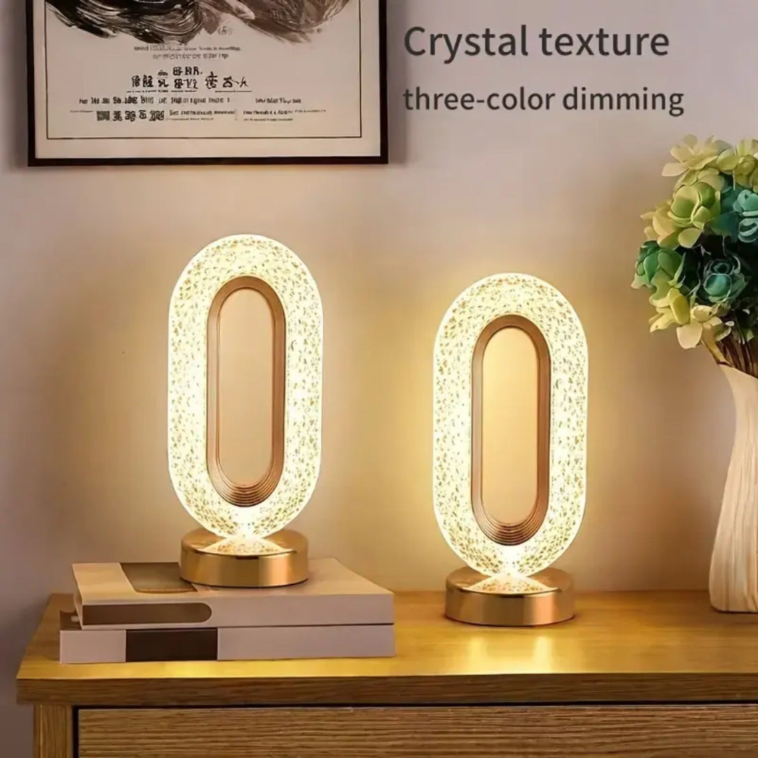 Lampă LED Decorativă 26x12x10cm Ovală cu Suport si Touch Control, Model Cristal cu 3 Moduri de Lumina Engros