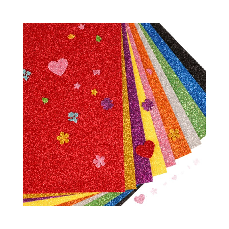 Coli din Spuma Autoadeziva cu Sclipici Glitter 20x30cm, 10 Buc/Set, Diferite Culori Engros