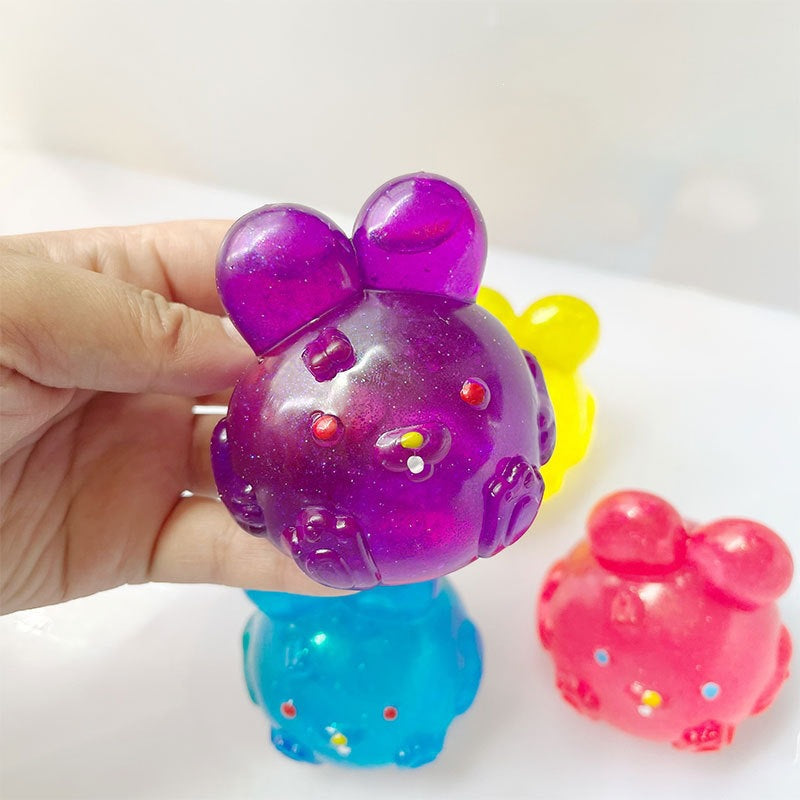 Jucărie Squishy Iepuras cu Glitter 8cm Anti-Stres, Slow Rising, Diferite Culori Engros
