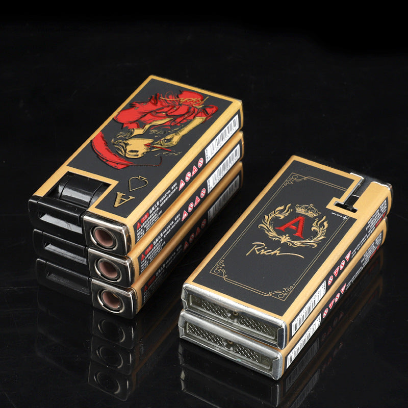 Brichete Metalice Antivânt 50/set, Flacără Albastra 6.5cm Modele Poker Engros