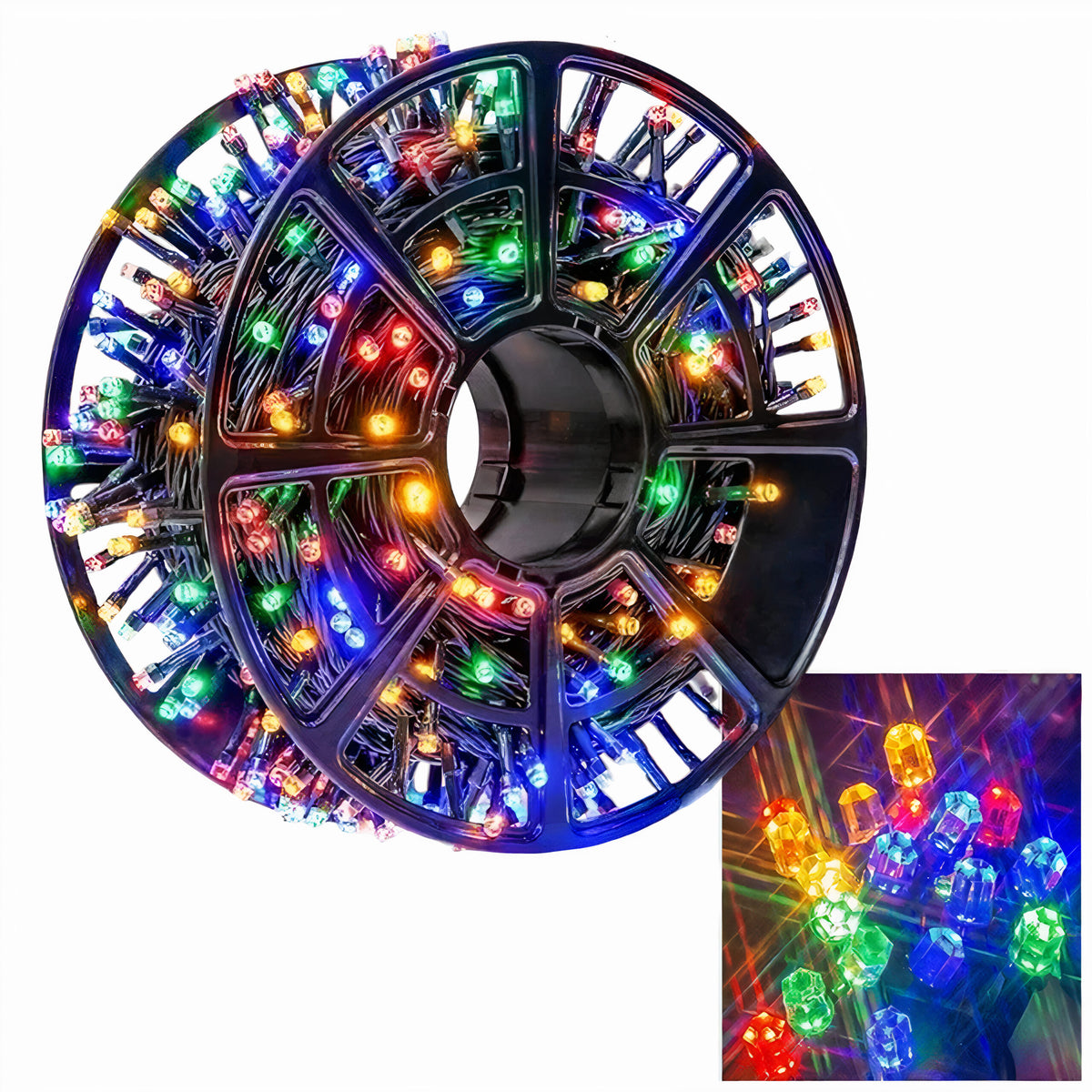 Instalație Luminoasă pe Rolă 20m, 120 LED-uri Globuleț 2cm Varf Hexagonal, Lumină Multicoloră, Diferite Modele, Ideală pentru Brad, Interior și Exterior Engros