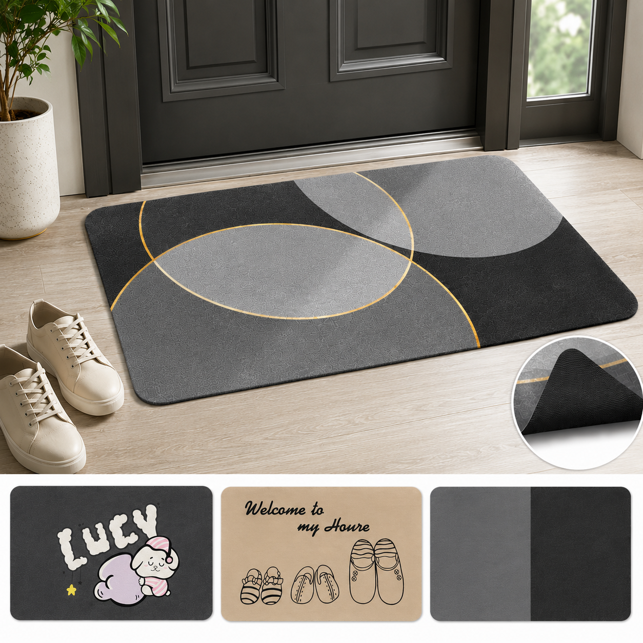 Covor Decorativ Antiderapant 70x45cm, Absorbant, Diferite Modele Engros