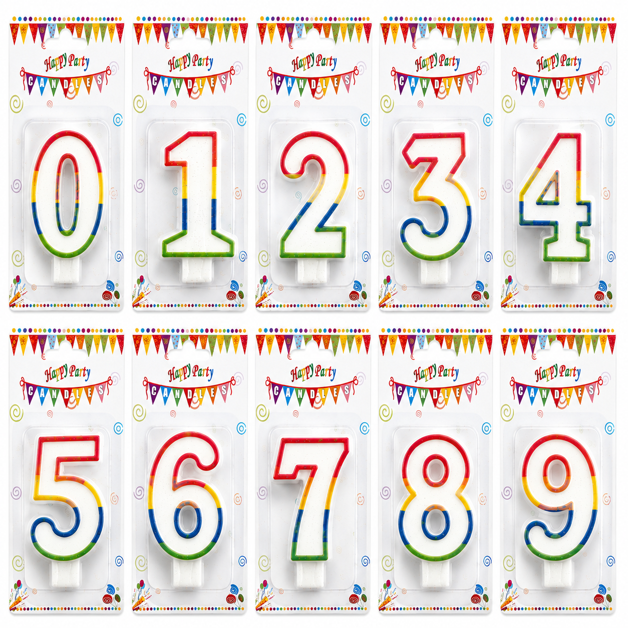 Lumanare Aniversara Cifrele de la 0-9, Multicolora cu Sclipici, pentru Tort Engros