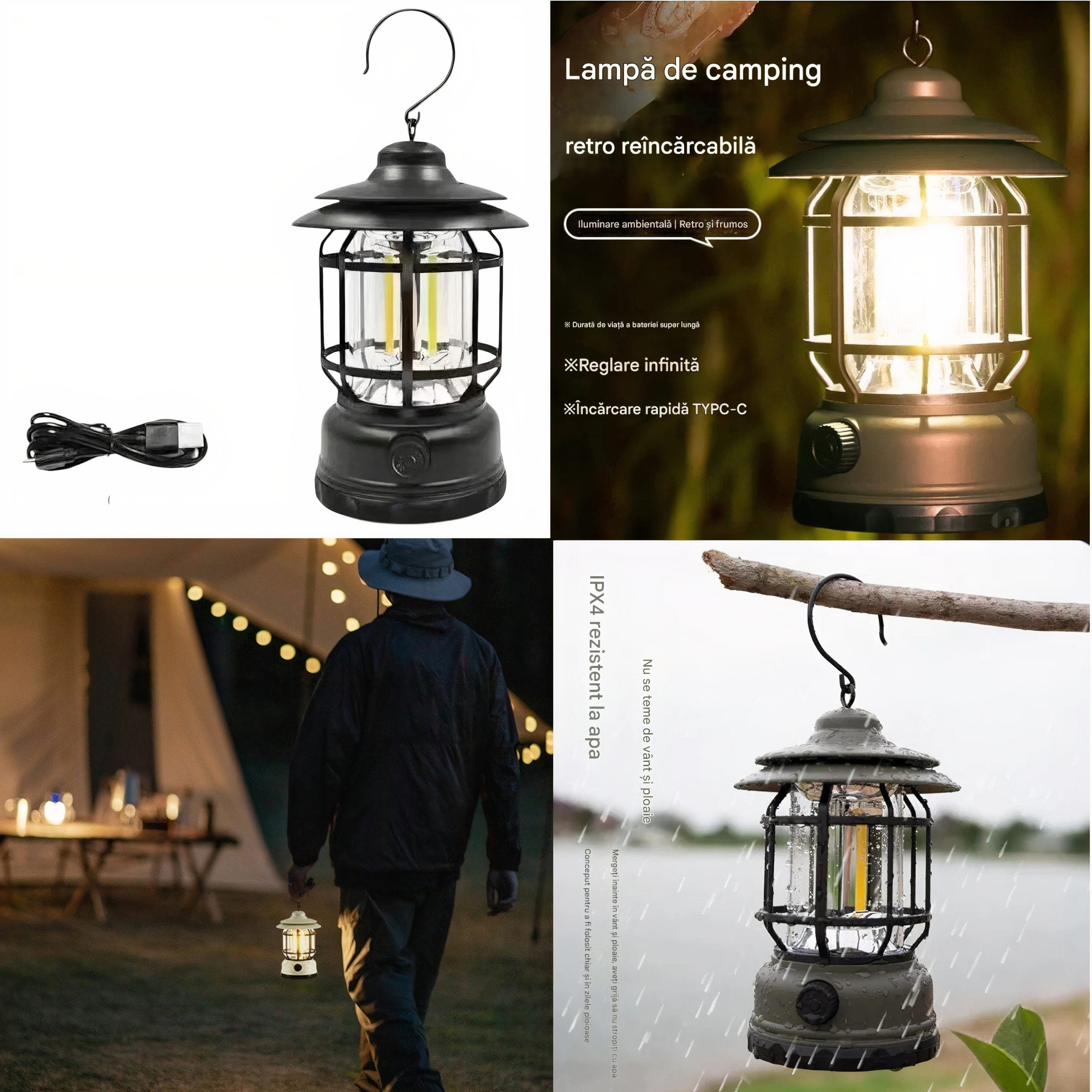 Lampa Portabila Led 17x9cm cu Reglare Lumina, Incarcare USB Engros