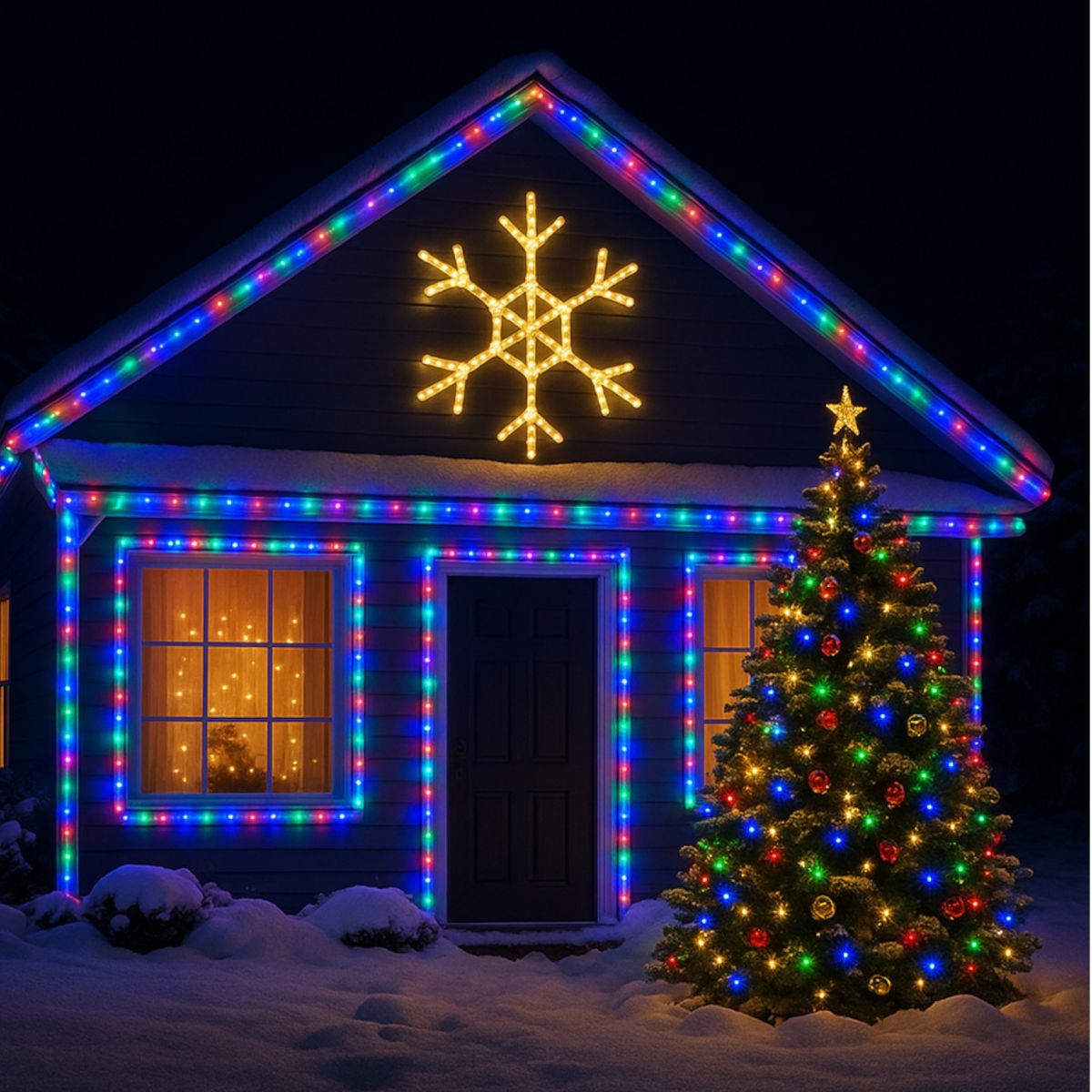 Instalație Luminoasă 70m LED Multicolor, Furtun Transparent de Crăciun Engros