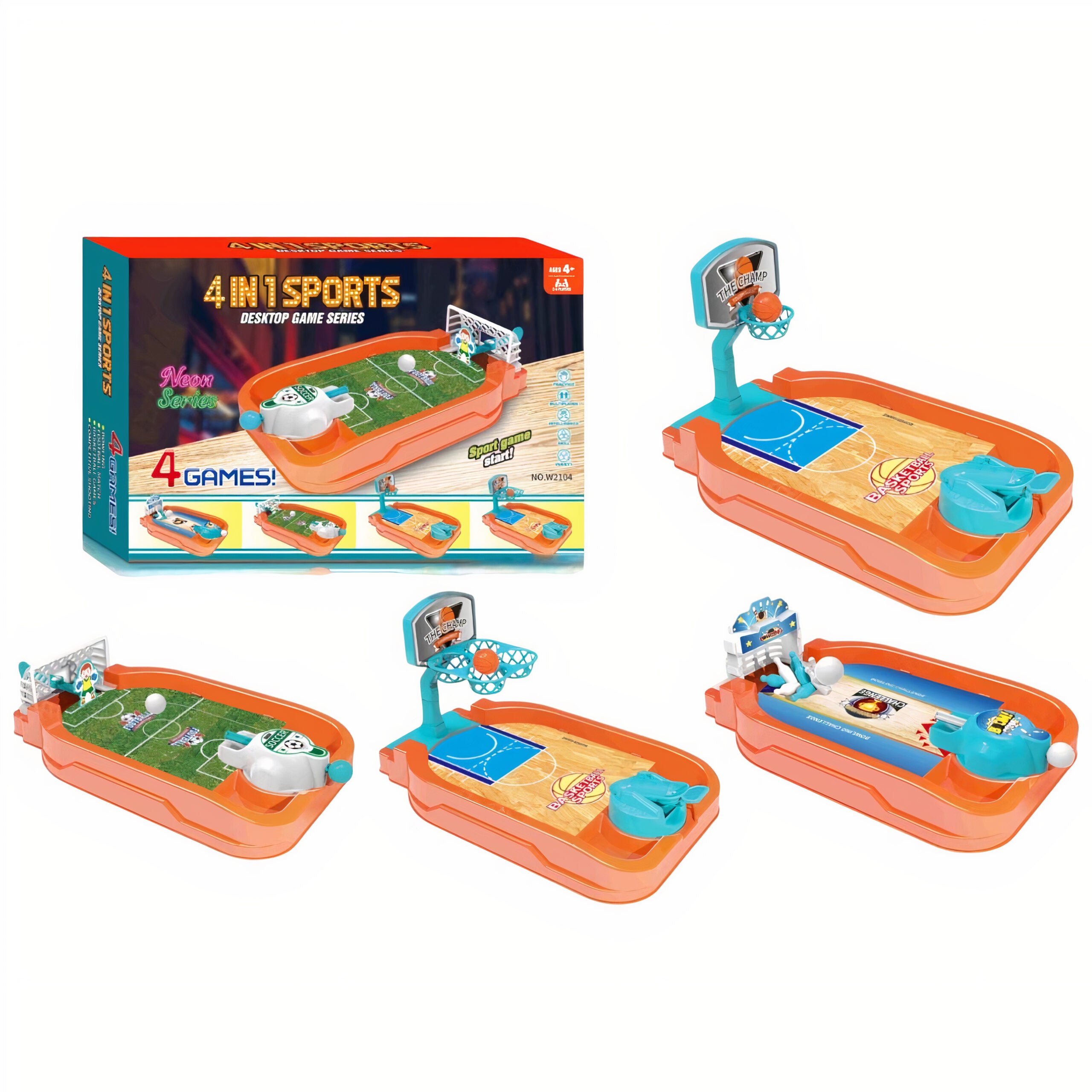 Joc 4in1 de Masă 26x16x8cm cu Poartă Mobilă și Lansator Diferite Sporturi Engros