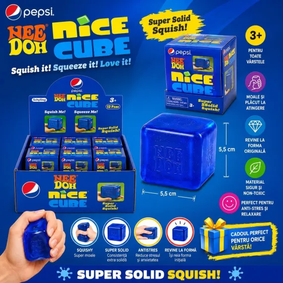 Jucărie Antistres NeeDoh Nice Cube Albastru 5.5CM – Cub Squishy Engros