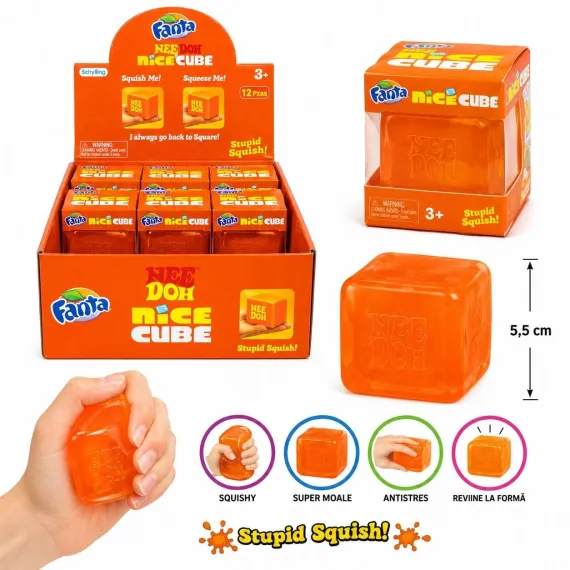 Jucărie Antistres NeeDoh Nice Cube Portocaliu 5.5CM – Cub Squishy Engros