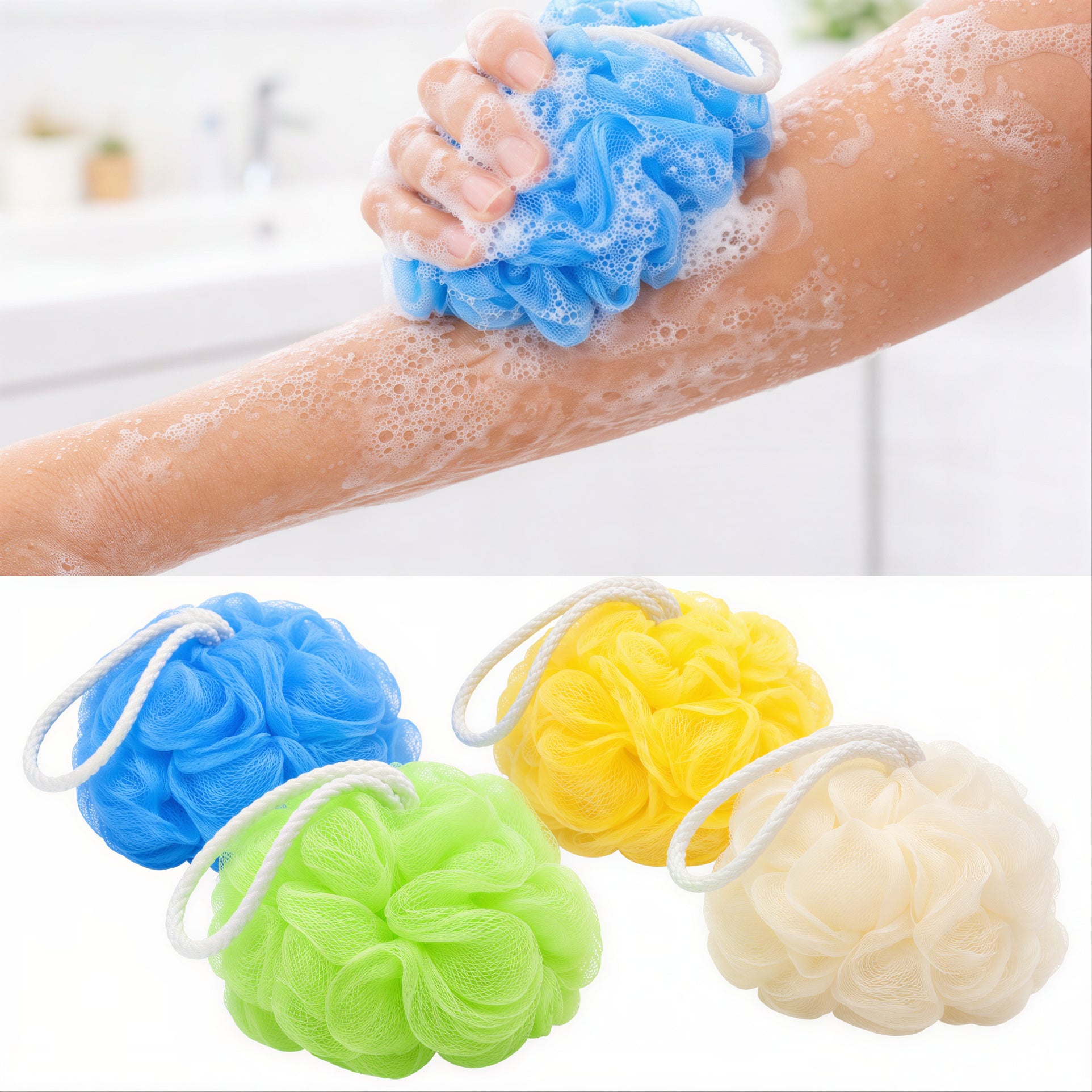 Bureți de Baie din Plasă cu Șnur, 12/set Diferite Culori Engros