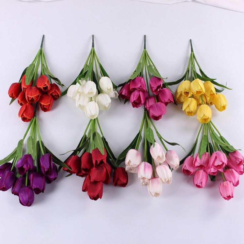 Lalele Artificiale 45cm, Fir cu 7 Flori Diferite Culori Engros