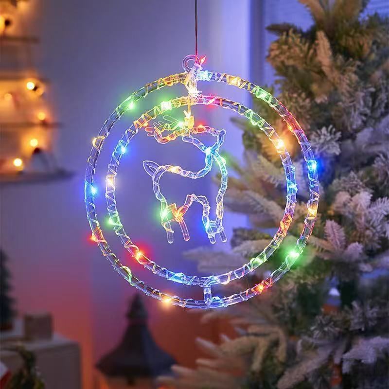 Decoratiune Crăciun 30cm Model Ren cu Lumină Multicoloră LED, Ornament Suspendat Transparent Engros