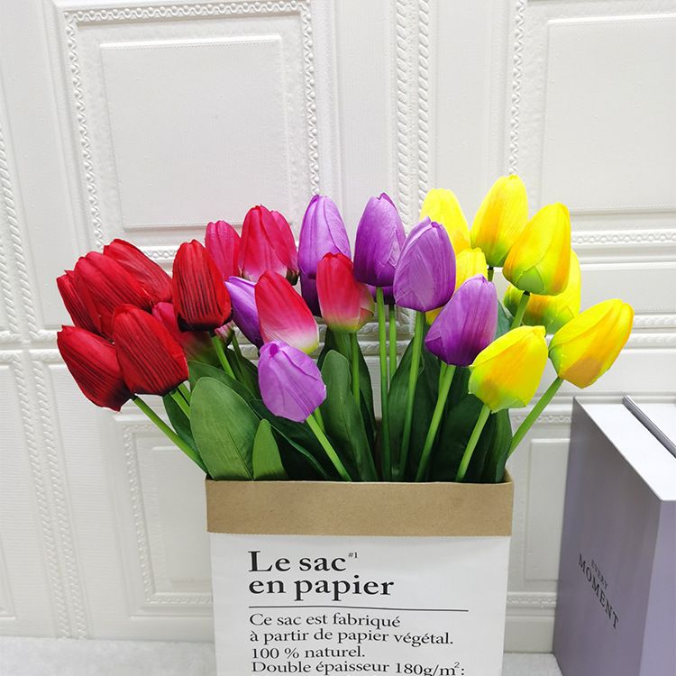 Lalele Artificiale 35cm cu 6 Flori, din Plastic Diferite Culori Engros