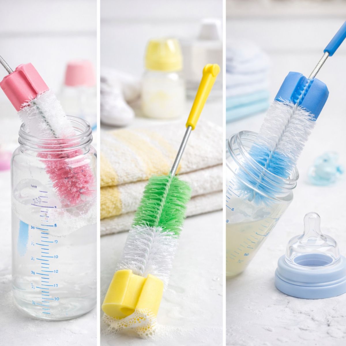 Perie Curățare 40cm pentru Sticle și Biberoane, cu Mâner Ergonomic Diferite Culori Engros