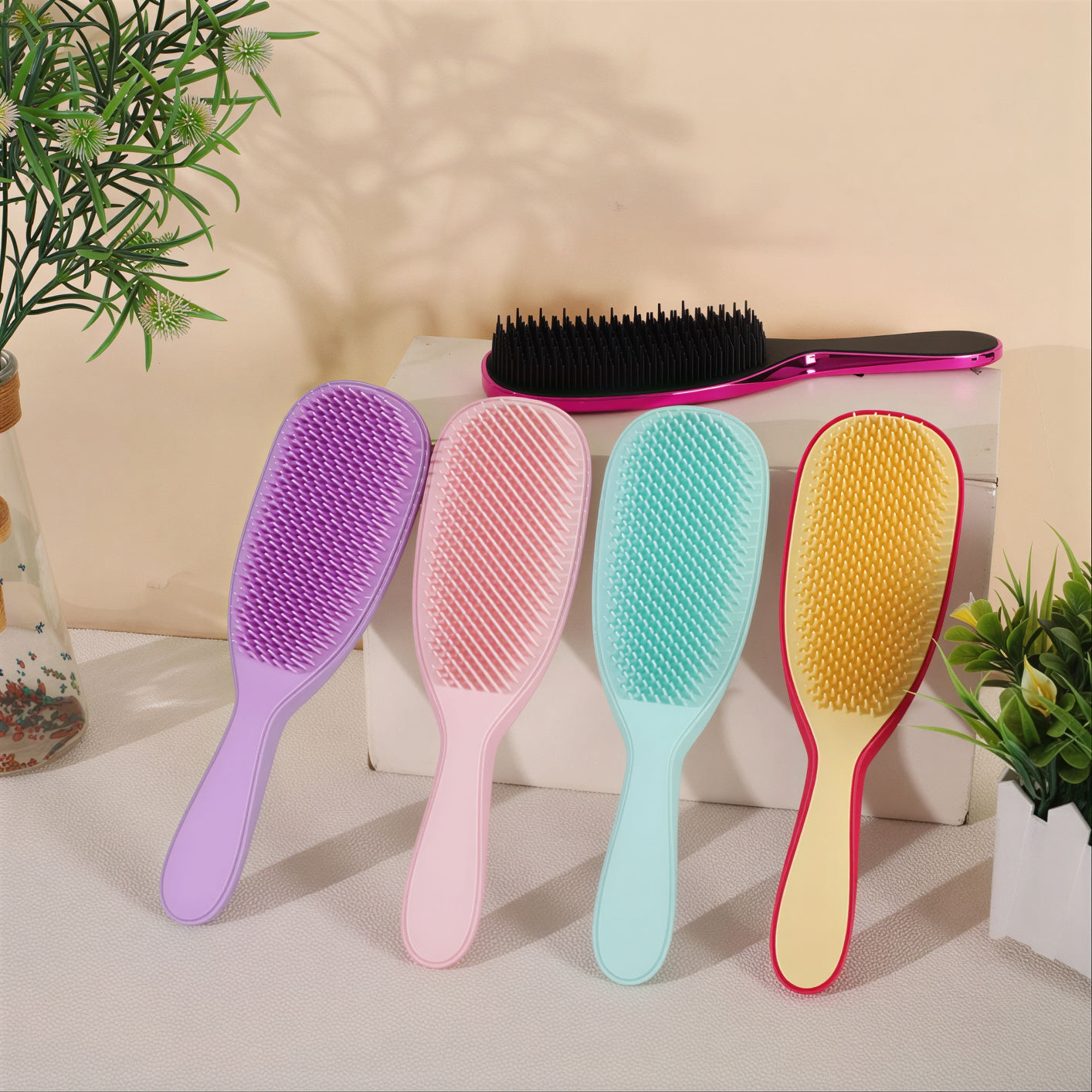 Perie de Păr 20cm din Plastic, Peri Flexibili Antirupere, Diferite Culori Engros