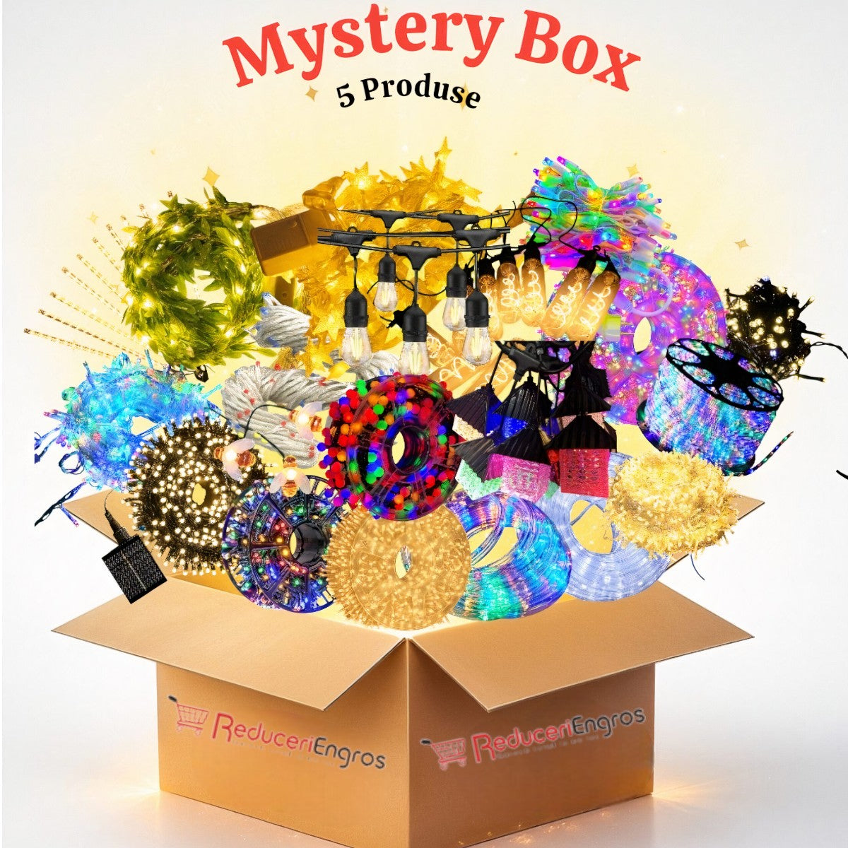 Mystery Box, Instalatii si Ghirlande Luminoase, 5 Cadouri Surpriza Engros