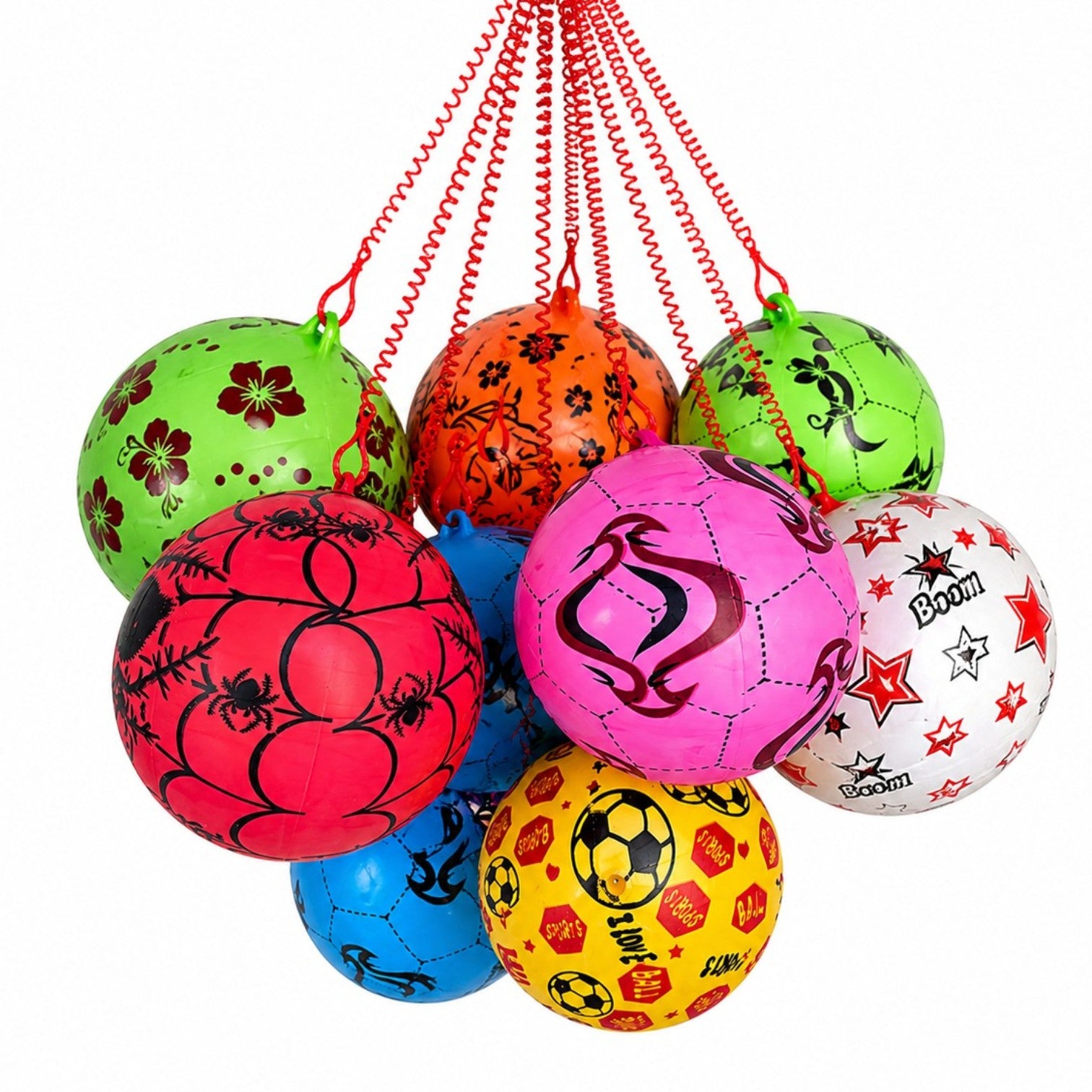 Minge cu Arc 10/set, pentru Copii 23cm, Model cu Emoji Colorate Engros