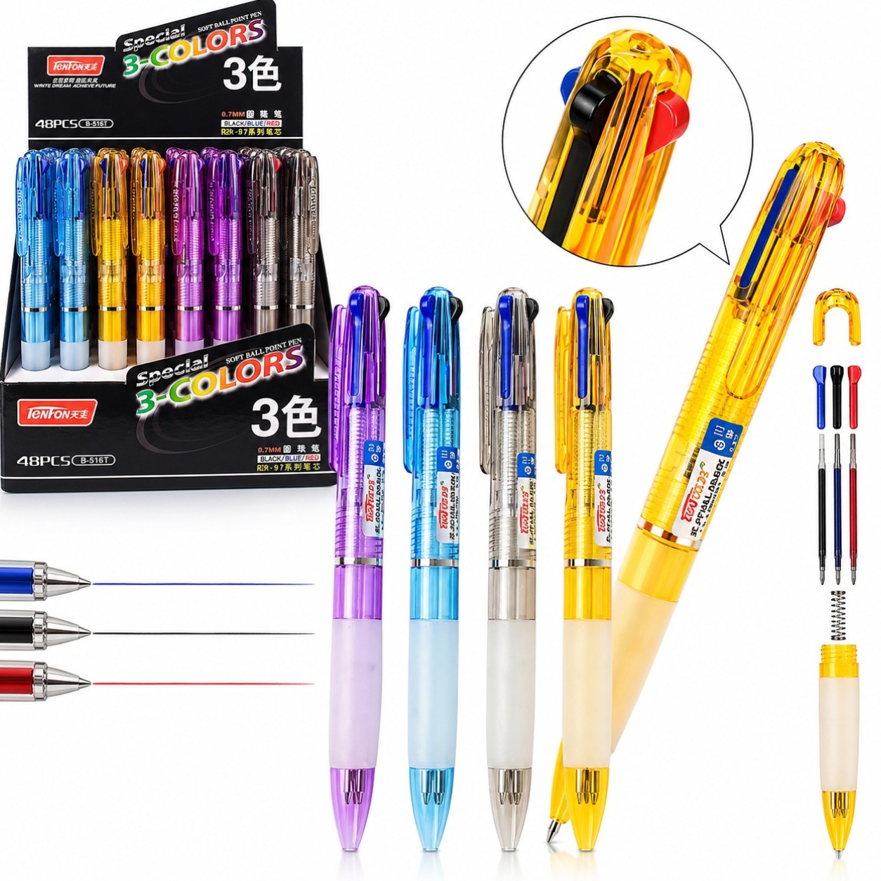 Pix cu 3 Culori, 48/set din Plastic,14cm Diferite Culori Engros
