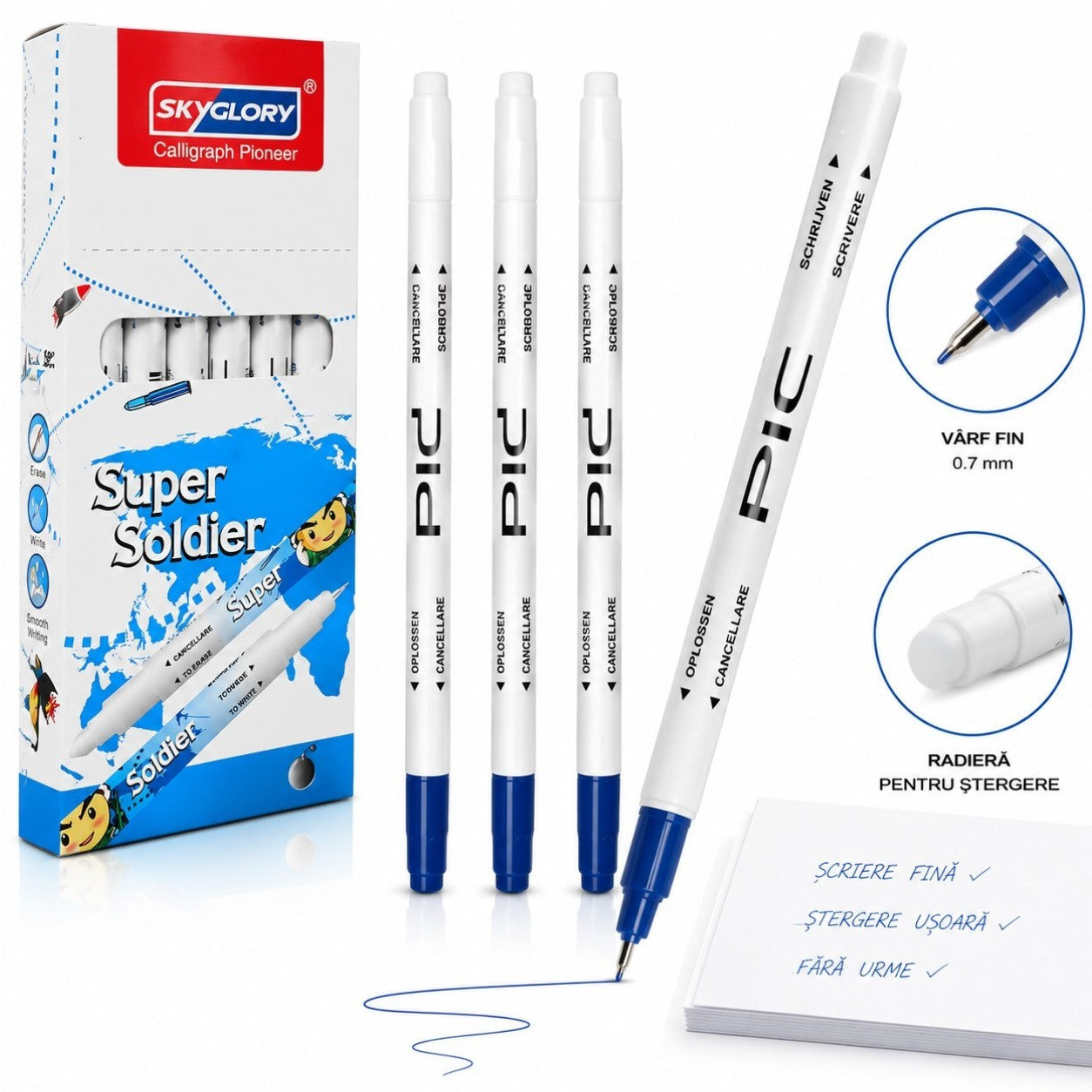 Pic cu Doua Capete 50/Set, pentru Stergere si Corectare 14cm Engros