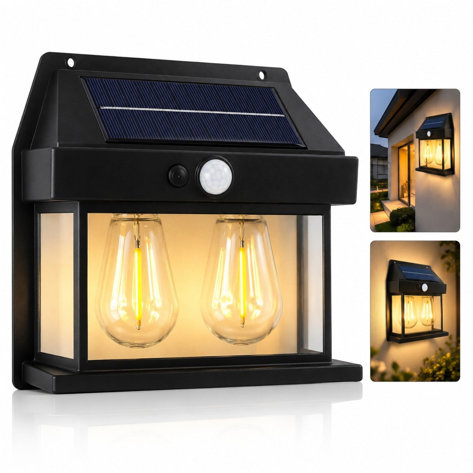 Lampa Solara Led cu Senzor de Miscare 16x17cm de Perete, cu 2 Becuri 888-2W Engros