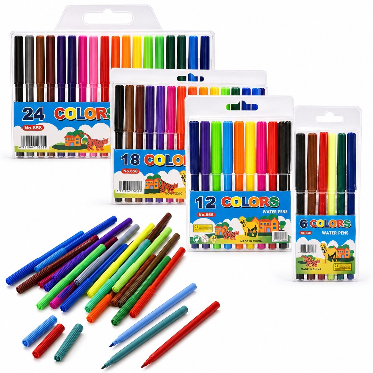 Carioci Colorate 6 Culori pentru Desenat, 24/set Diferite Culori Engros