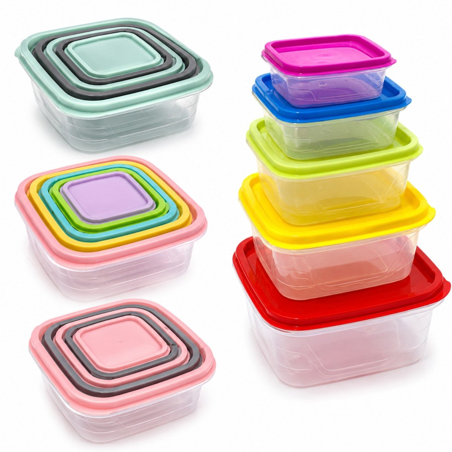 Caserole Alimentare 5/set din Plastic, cu Capace Diferite Dimensini Engros