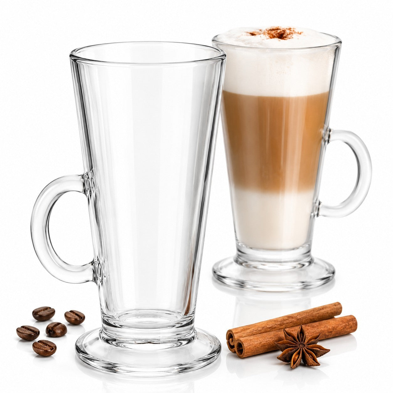 Cana din Sticla 230ml, 2/set pentru Cappuccino și Latte 14cm, Transparenta Engros