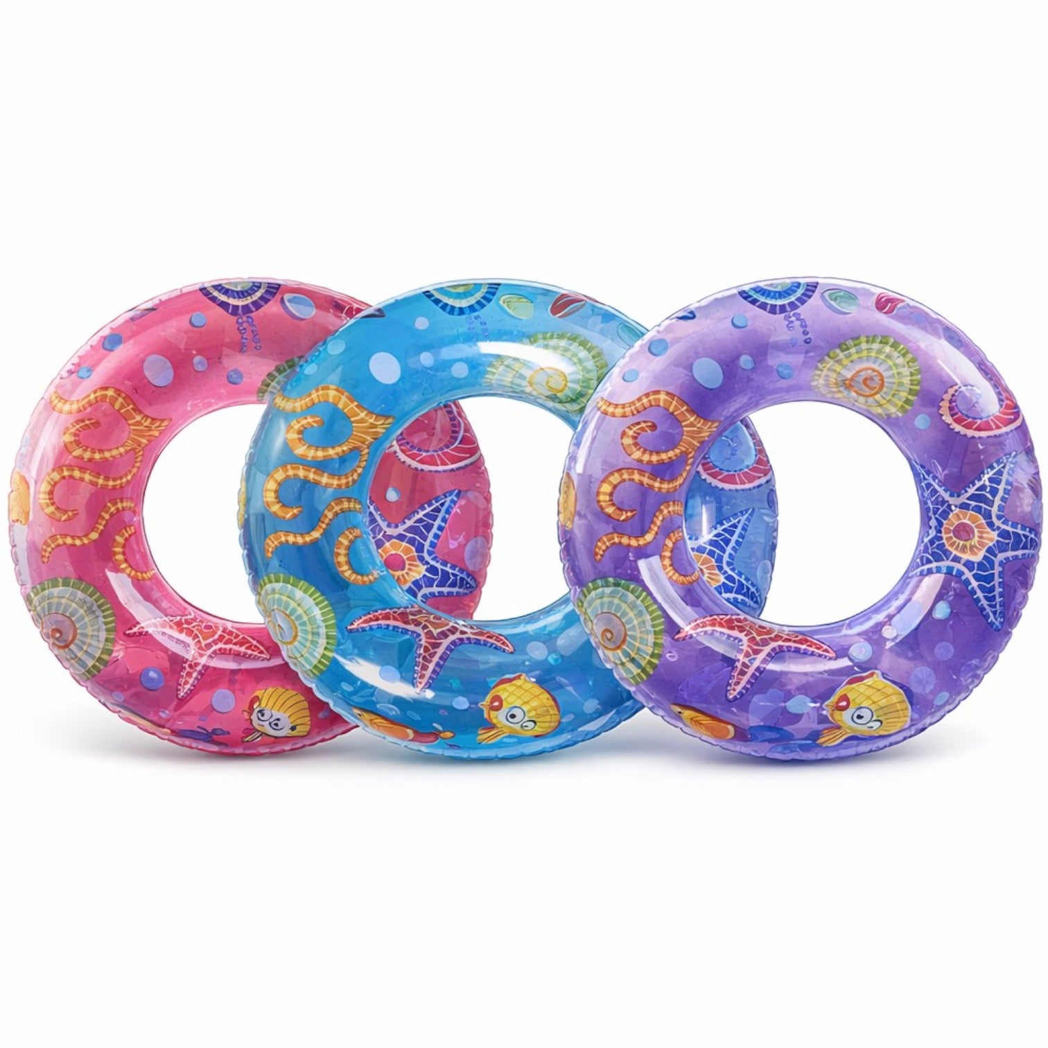 Colac Gonflabil Copii 80cm, Model Ocean cu Stele de Mare și Scoici 10/set, Diferite Culori Engros