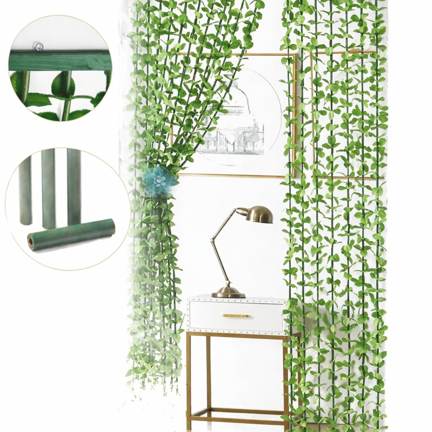 Perdea Decorativa pentru Usa 90x180cm, din Frunze Artificiale cu Bara din Lemn Engros