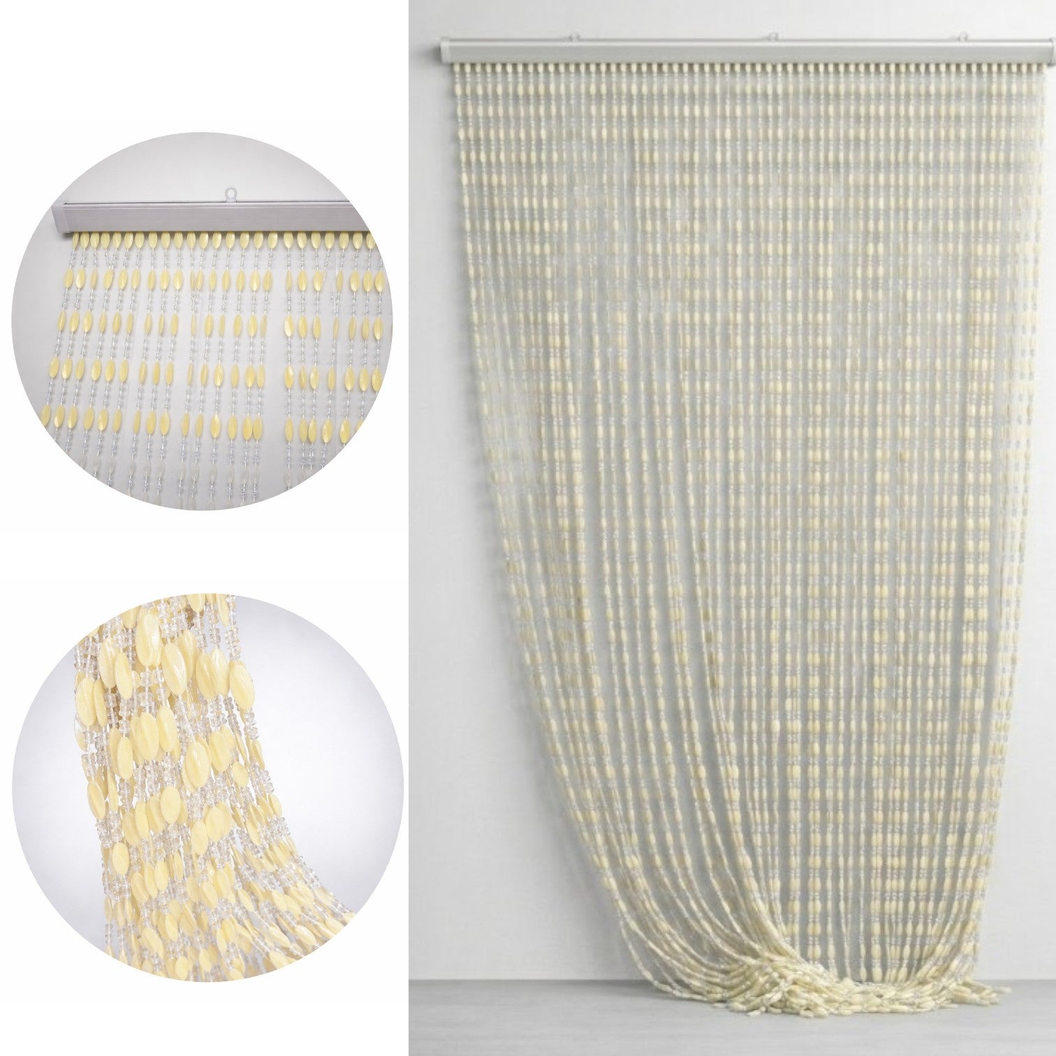 Perdea din Mărgele 90x200cm pentru Ușă, cu Bară și Agățători din Plastic Diferite Culori Engros