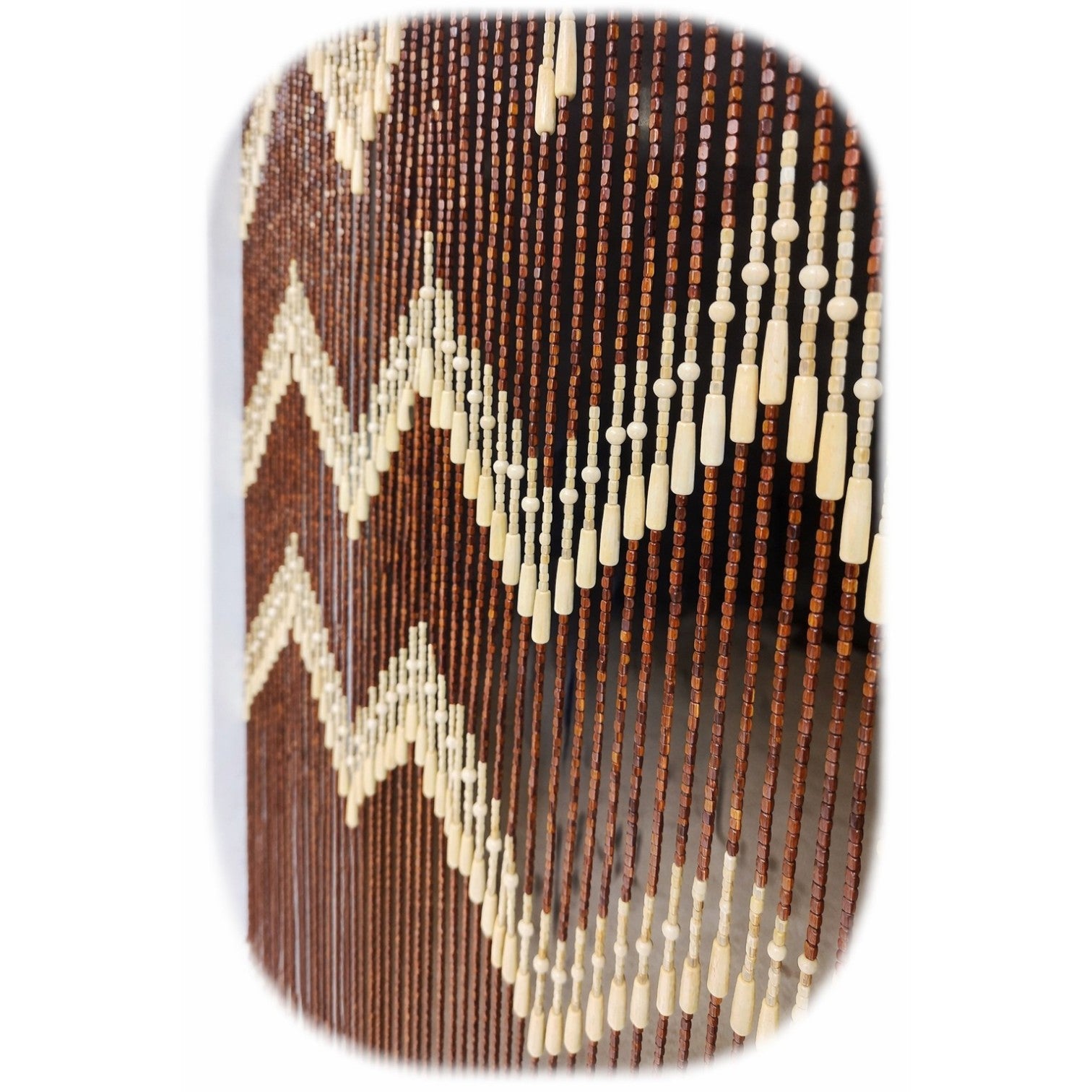 Perdea Decorativă pentru Ușă 90x195cm din Mărgele cu Bară din Lemn, și Agățători Metalice Model Zig-Zag Engros
