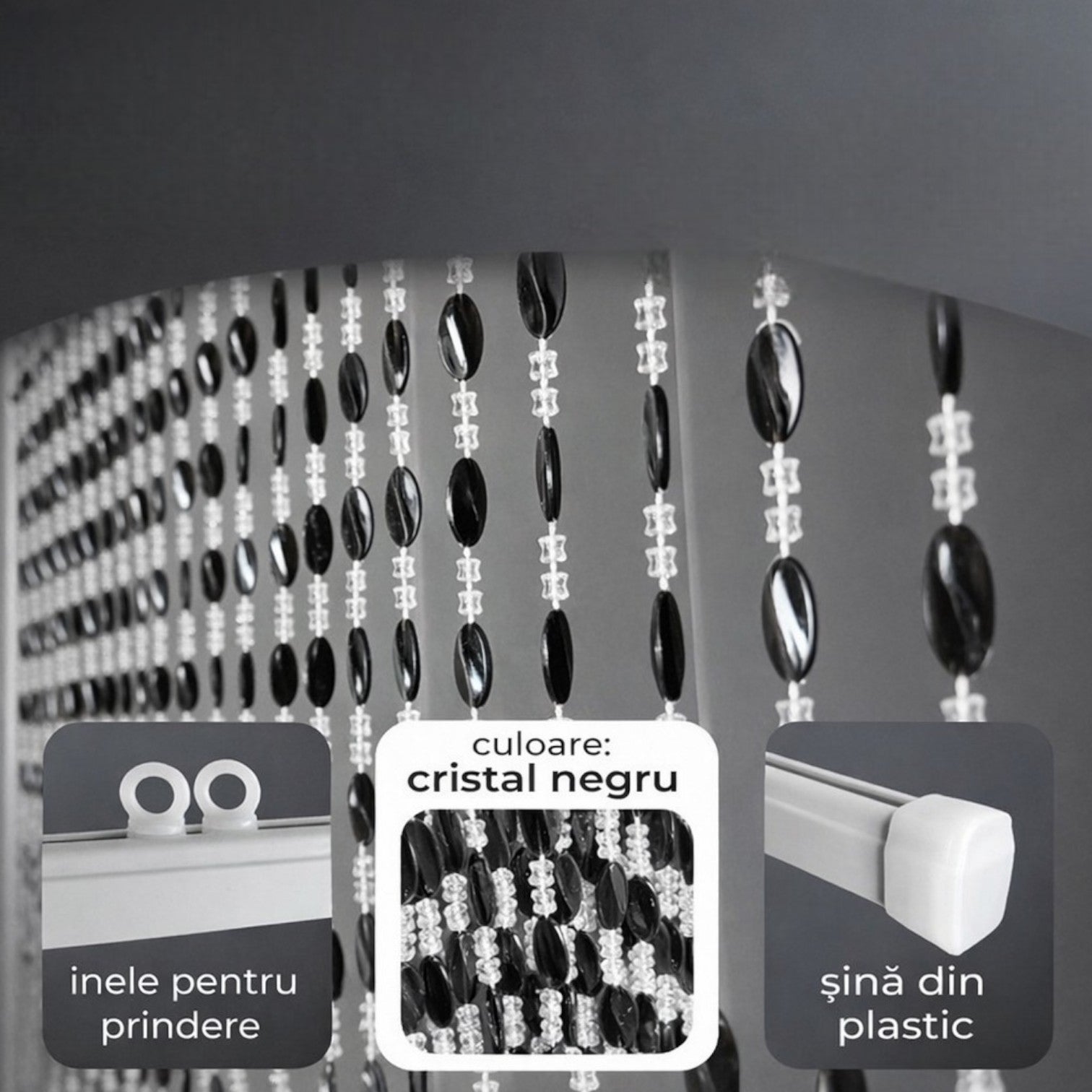 Perdea din Mărgele 90x200cm pentru Ușă, cu Bară și Agățători din Plastic Diferite Culori Engros