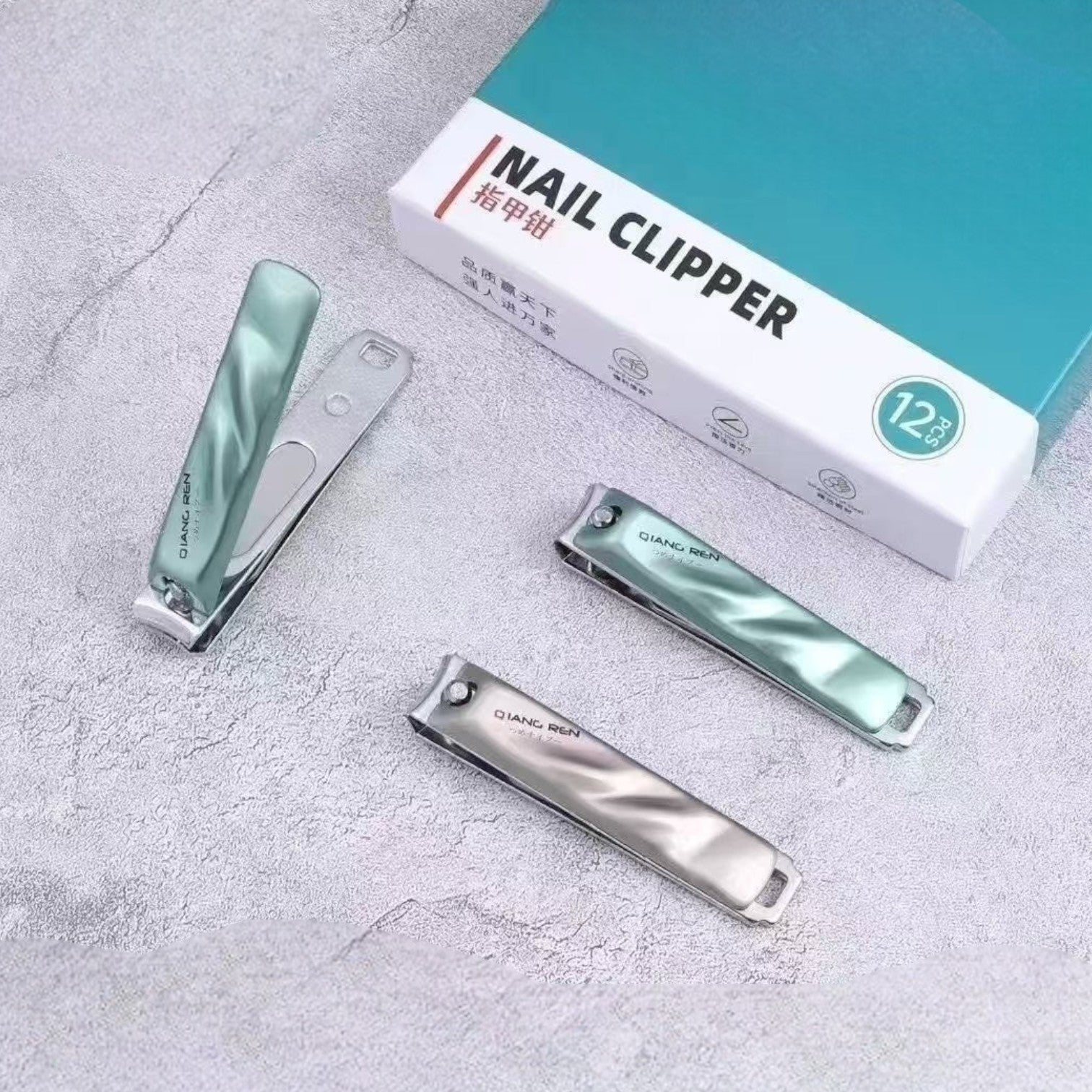 Unghieră Profesională 12/set, cu Pilă Integrată din Oțel Inoxidabil Engros